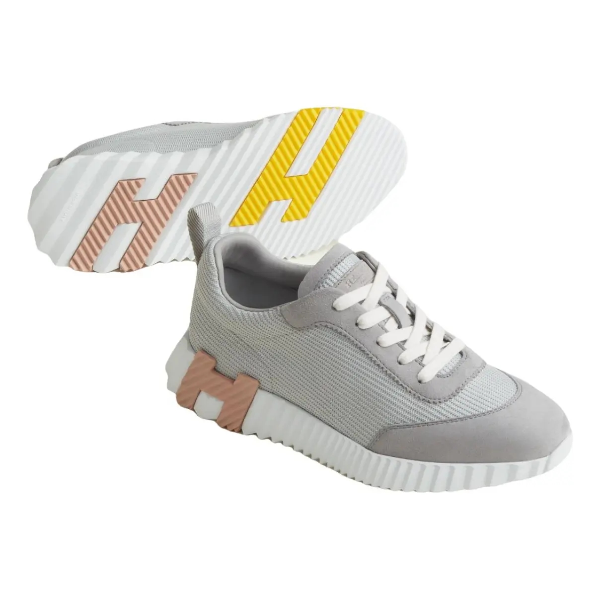 Hermes Bouncing Sneakers Grey Yellow H