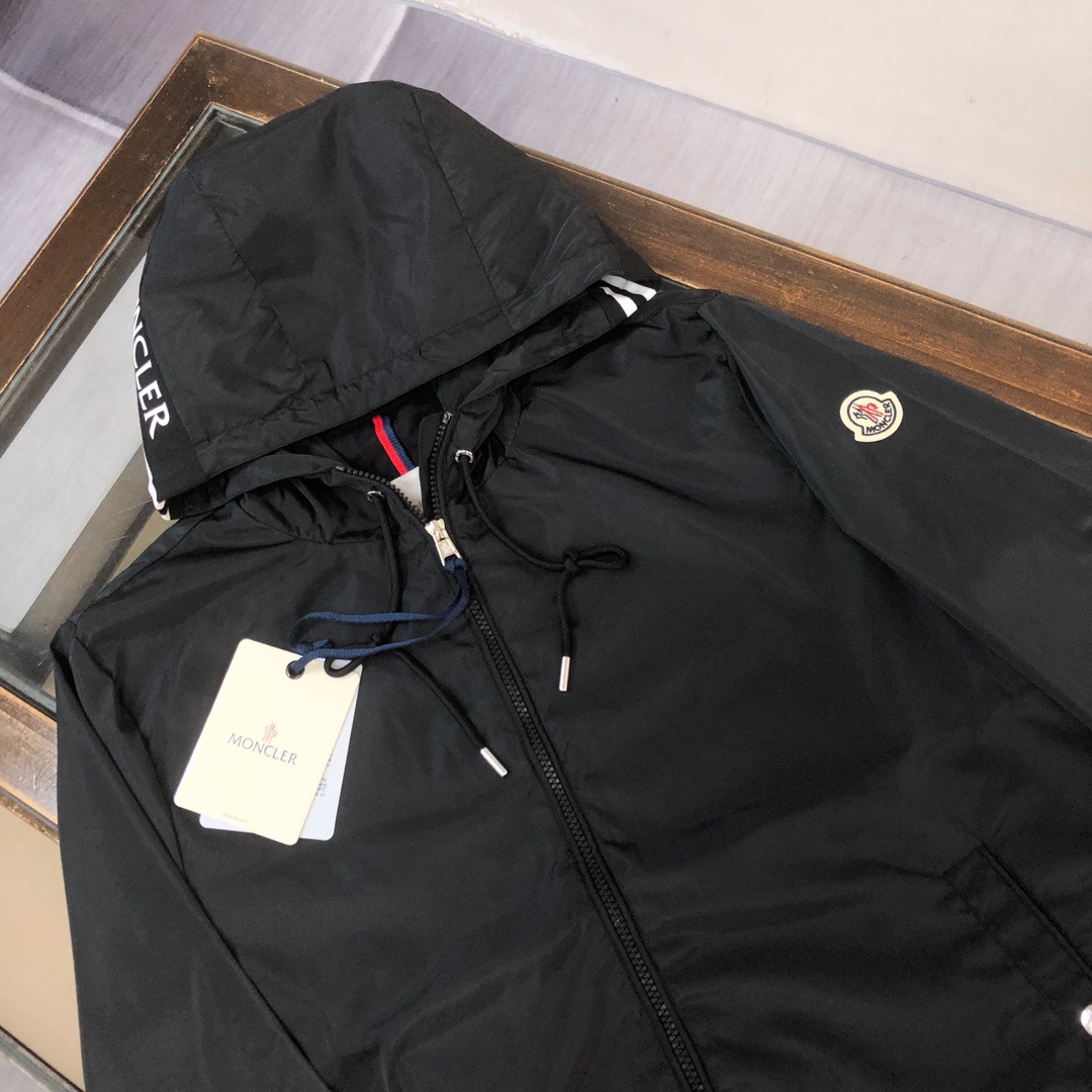 Moncler Hooded Logo Jacket Black - Image 2