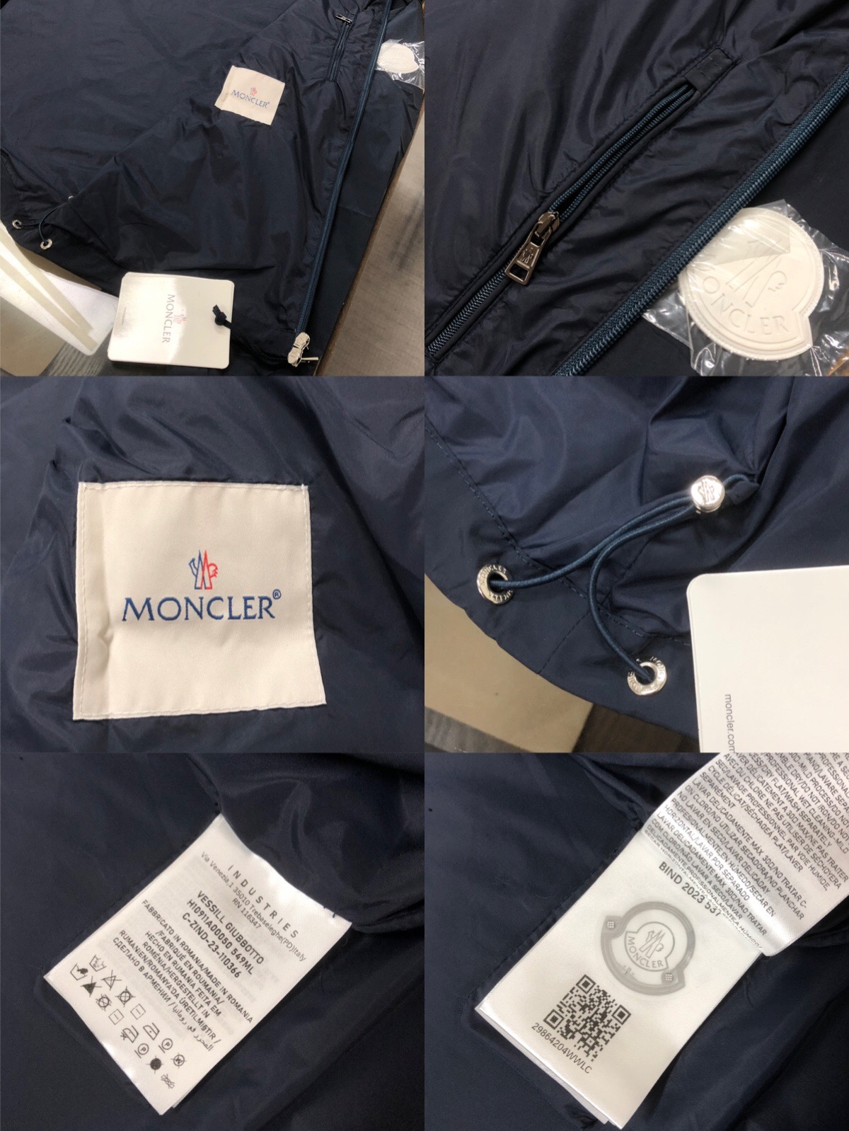 Moncler Hooded Letter Jacket Navy Blue - Image 3