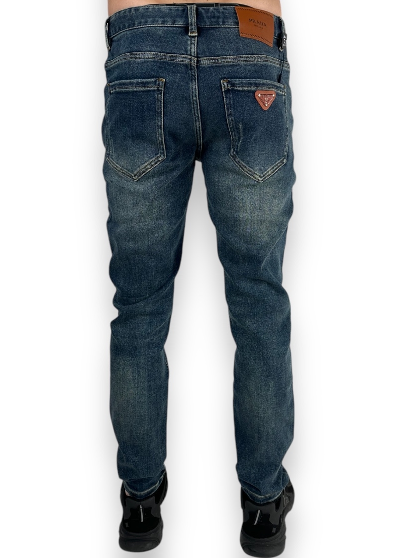 Prada Jeans Brown Logo Blue - Image 3