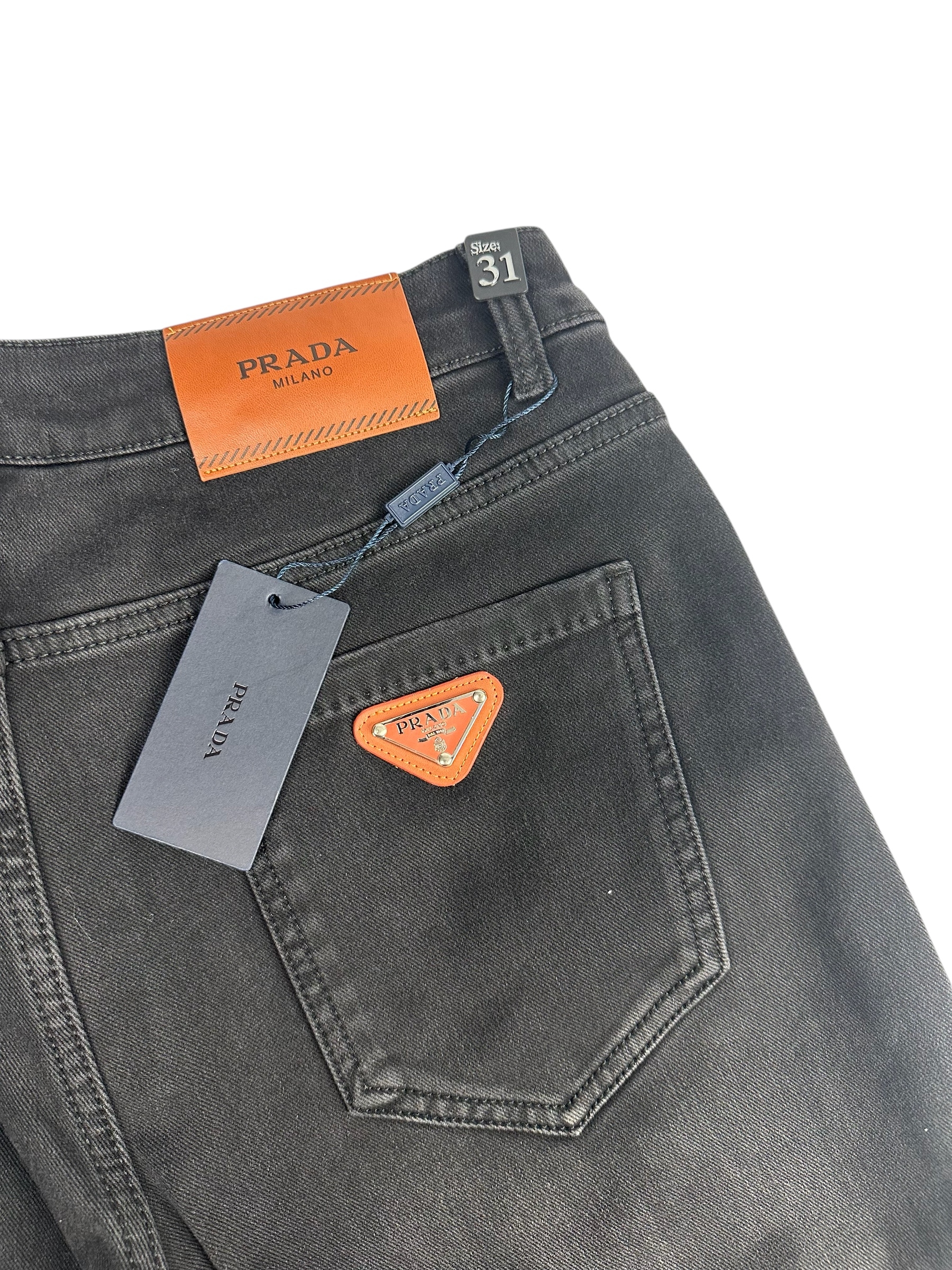 Prada Jeans Brown Logo Black - Image 5