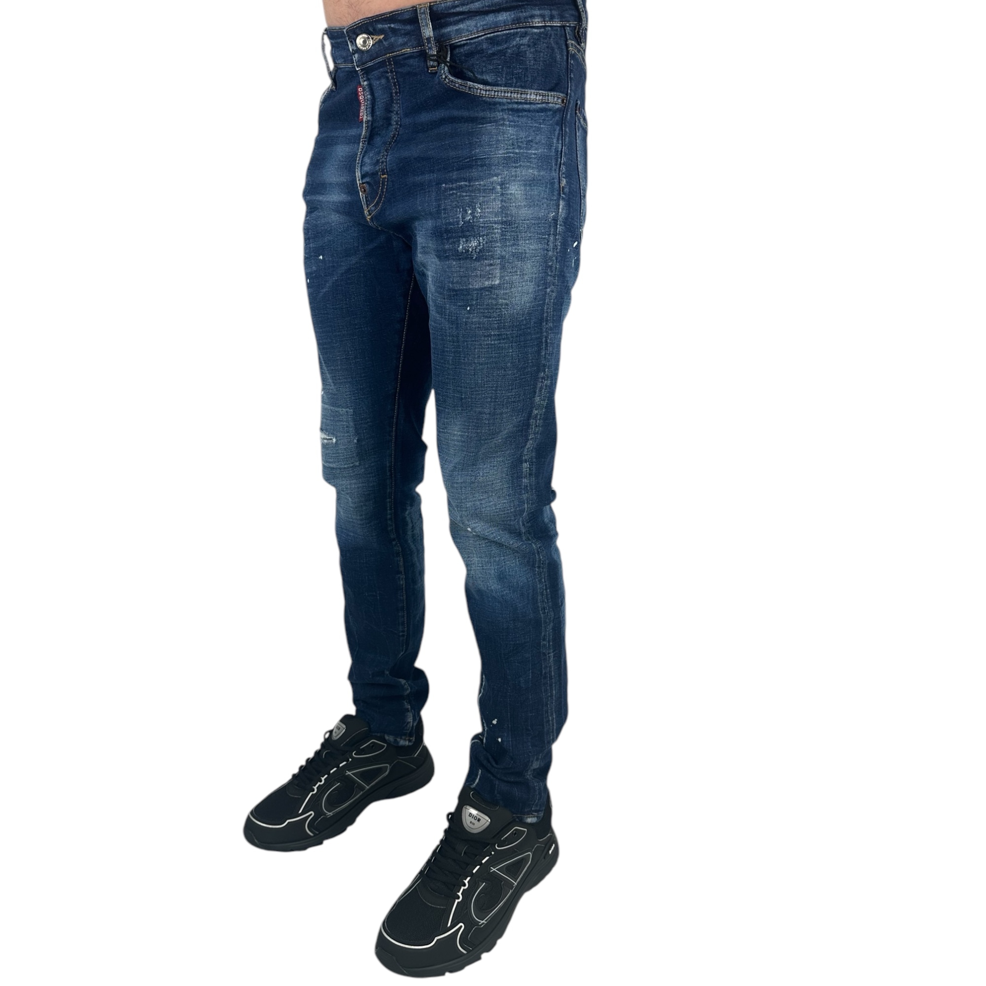 Dsq2 Jeans Leather Patch Blue - Image 2