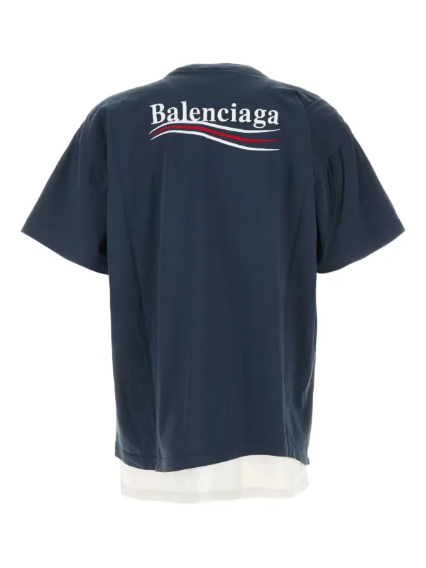 Balenciaga T-shirt Political Navy Blue - Image 2
