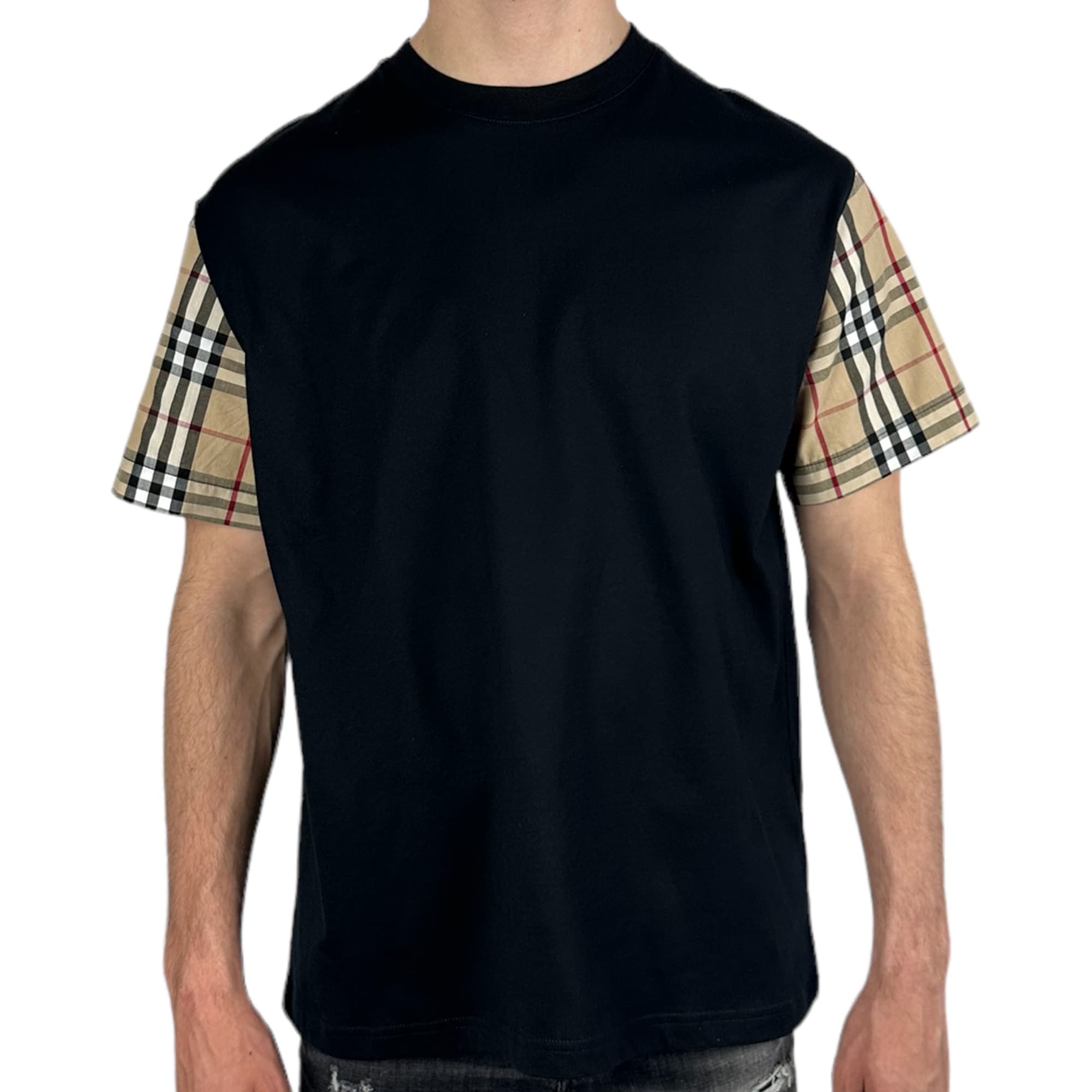 Burberry T-shirt Checkered Sleeve Black