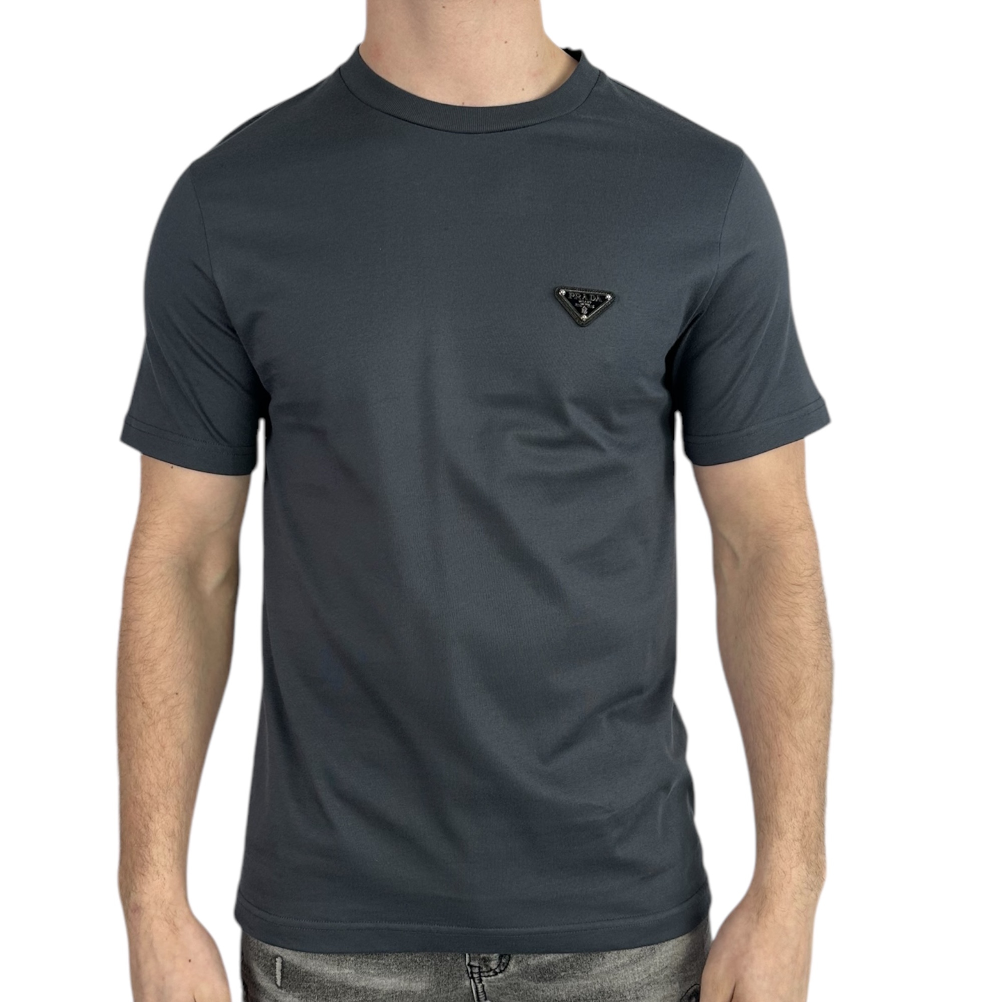 Prada T-shirt Basic Logo Antraciet - Image 1