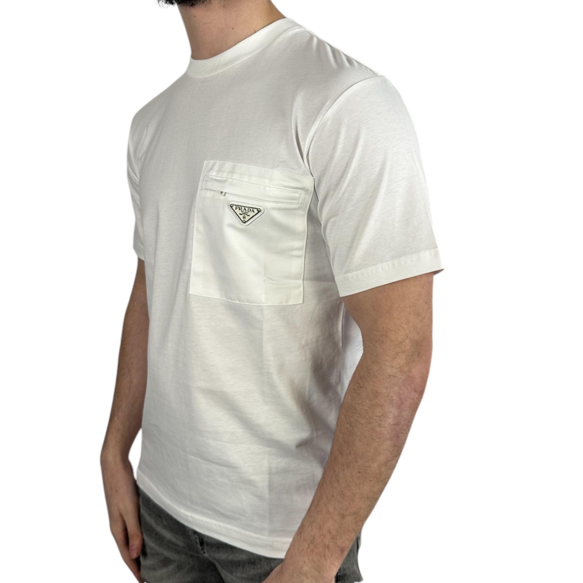 Prada T-shirt Pocket Logo White - Image 2