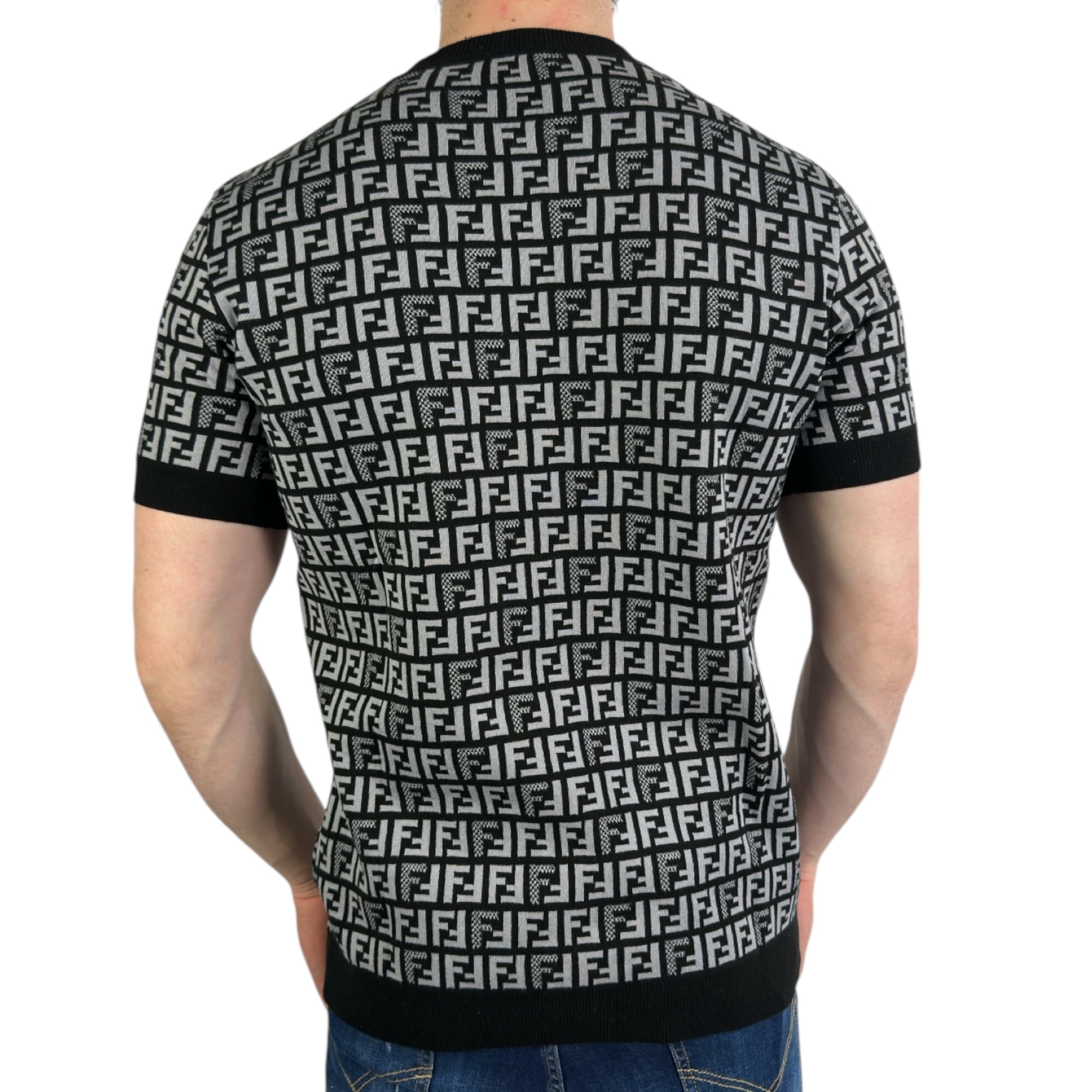Fendi T-shirt Knit Monogram Grey - Image 3