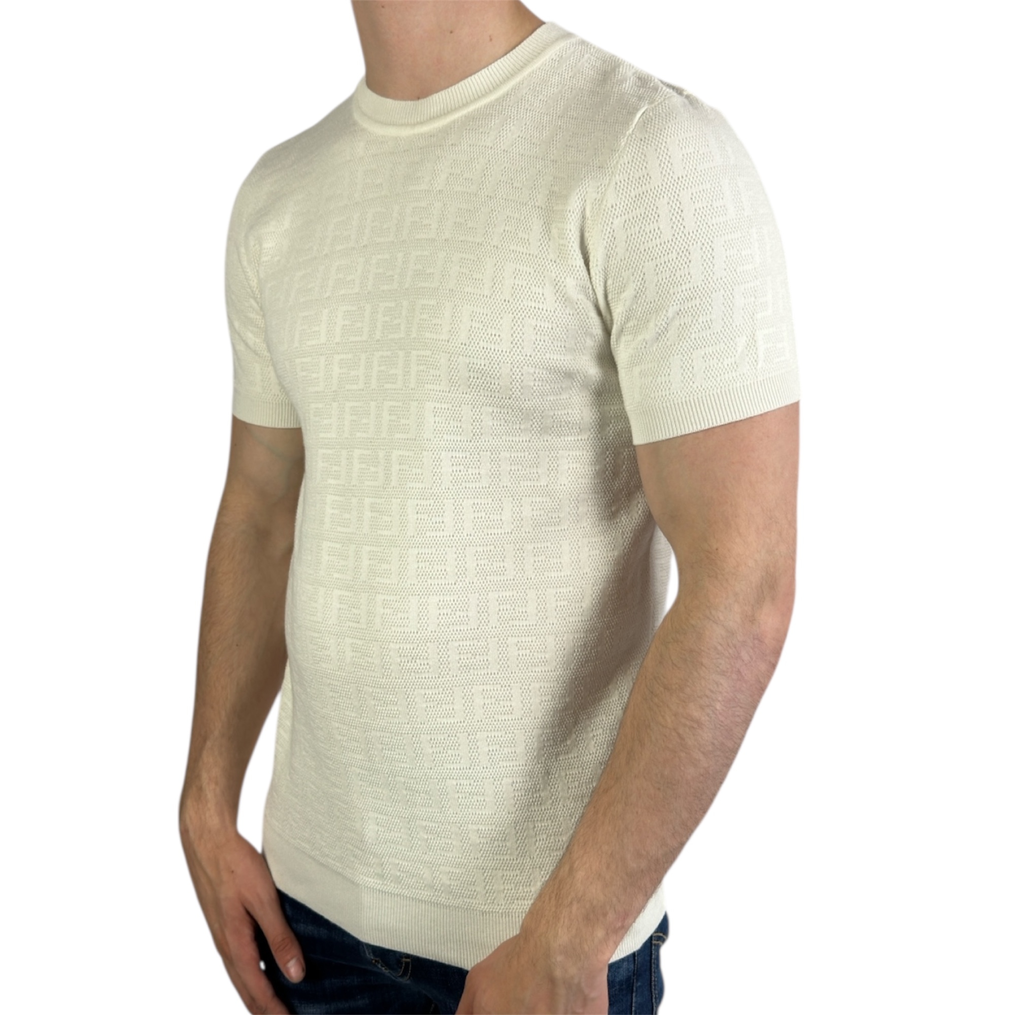 Fendi T-shirt Knit Monogram White - Image 2