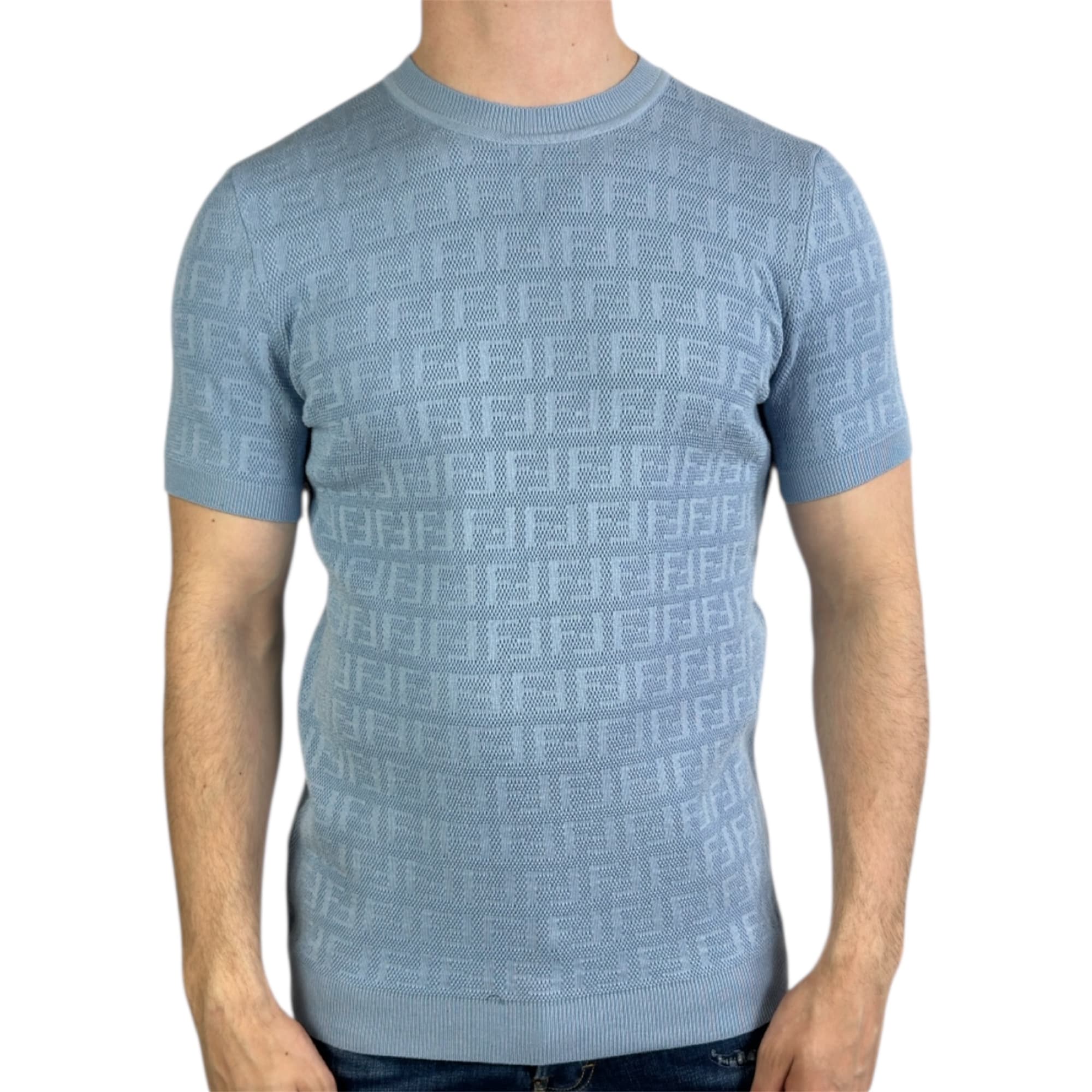 Fendi T-shirt Knit Monogram Blue