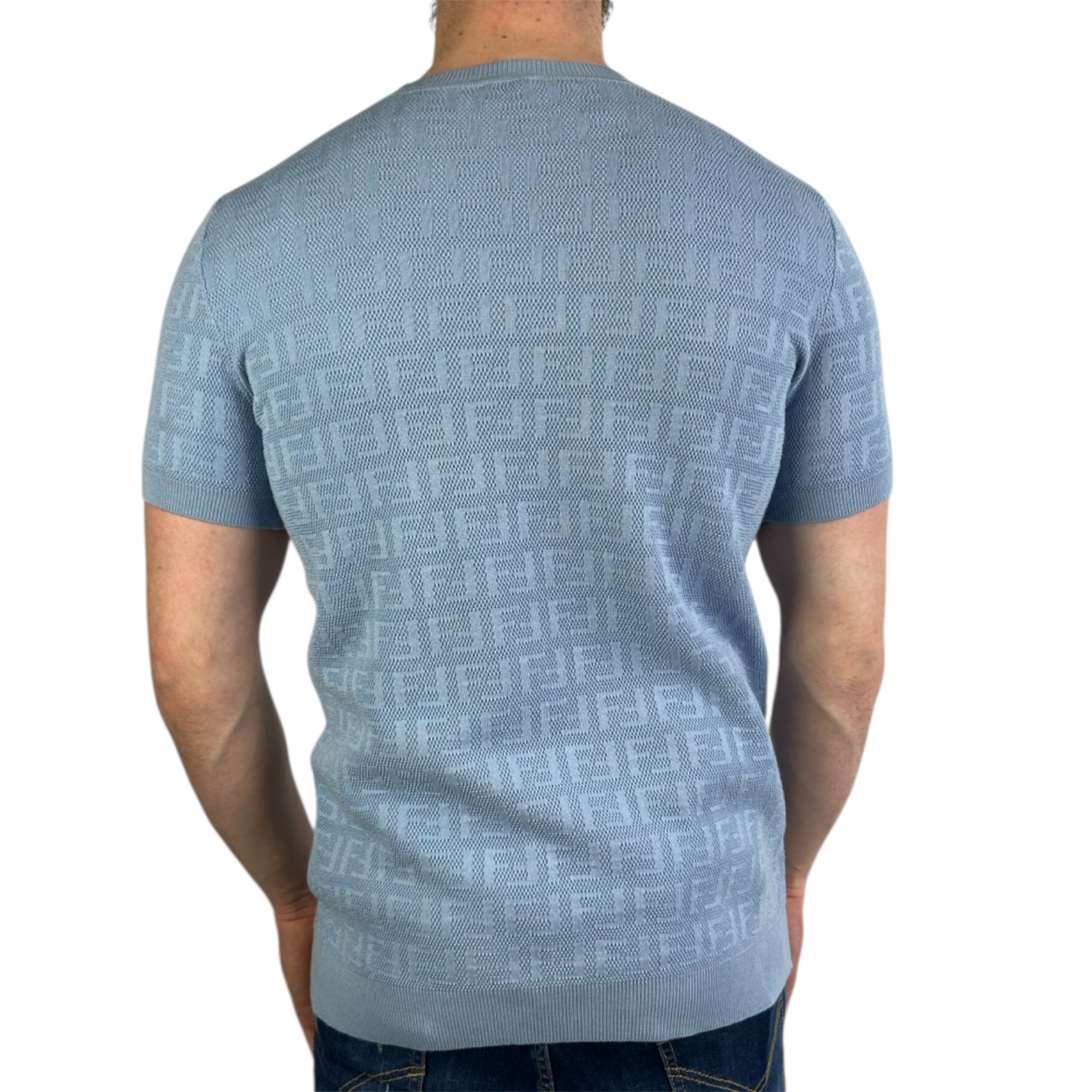 Fendi T-shirt Knit Monogram Blue - Image 3