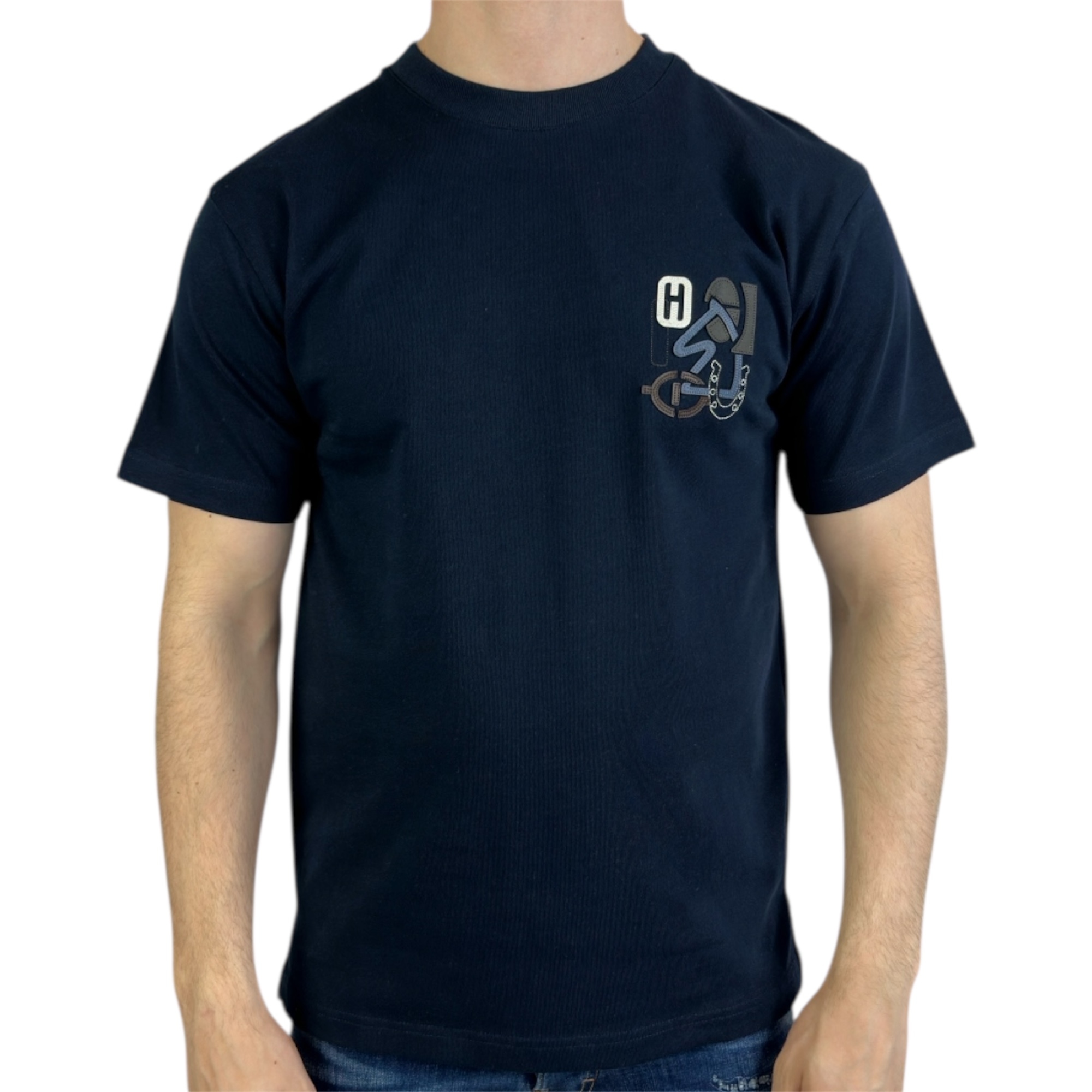 Hermes T-shirt Logo Print Navy Blue
