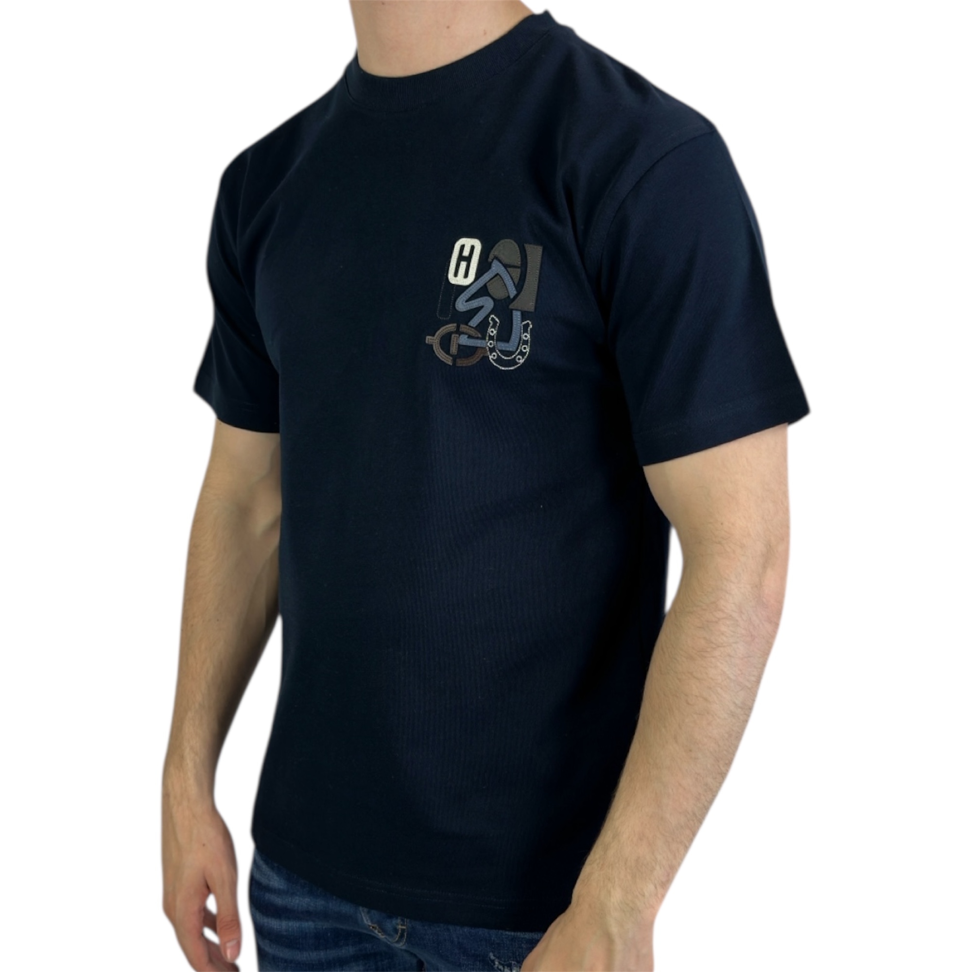 Hermes T-shirt Logo Print Navy Blue - Image 2