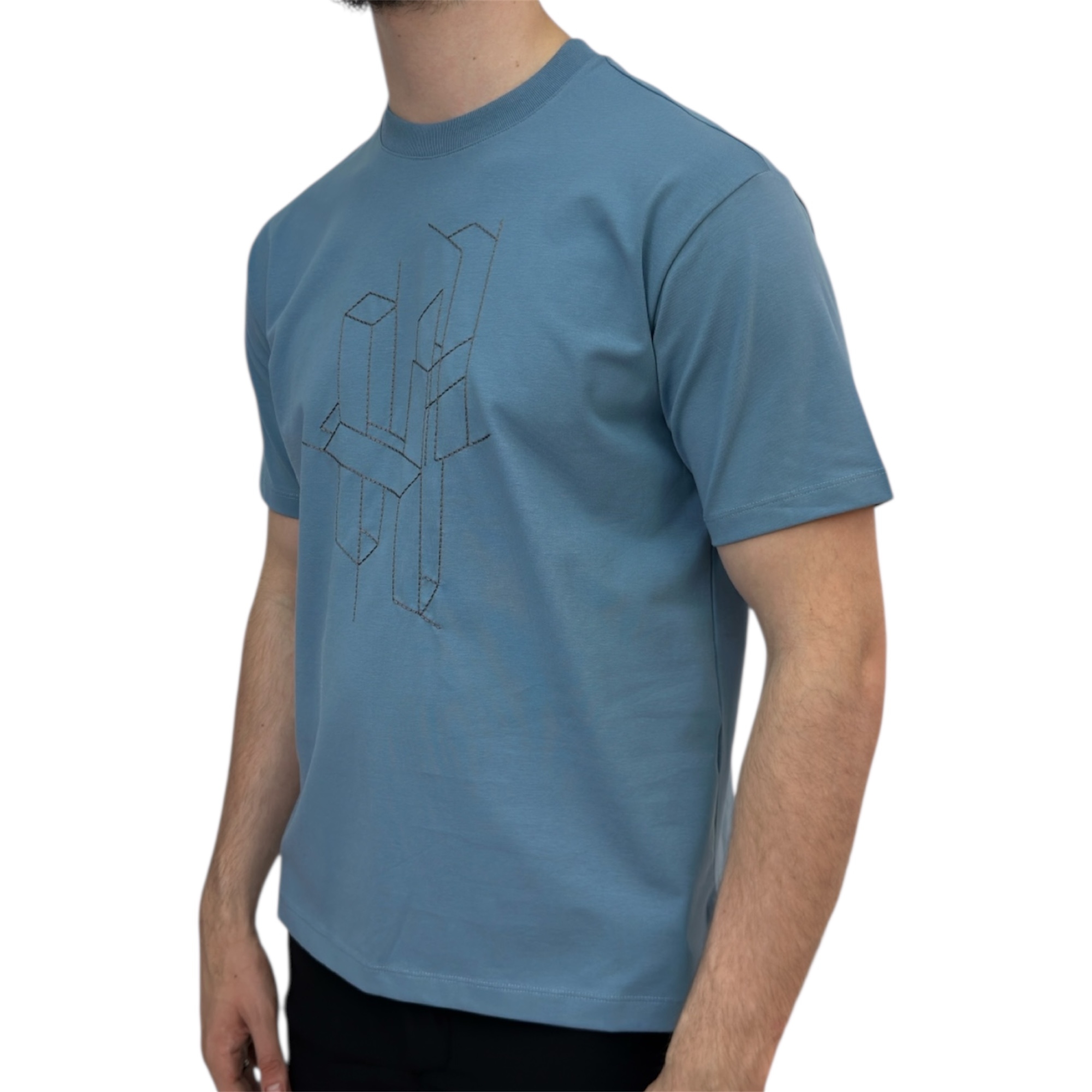 Hermes T-shirt H 3D Print Ciel Blue - Image 2