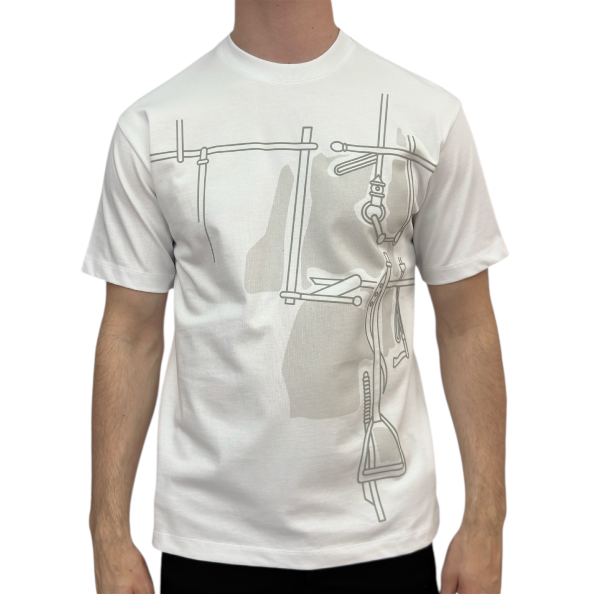 Hermes T-shirt Harnais en Gouache White