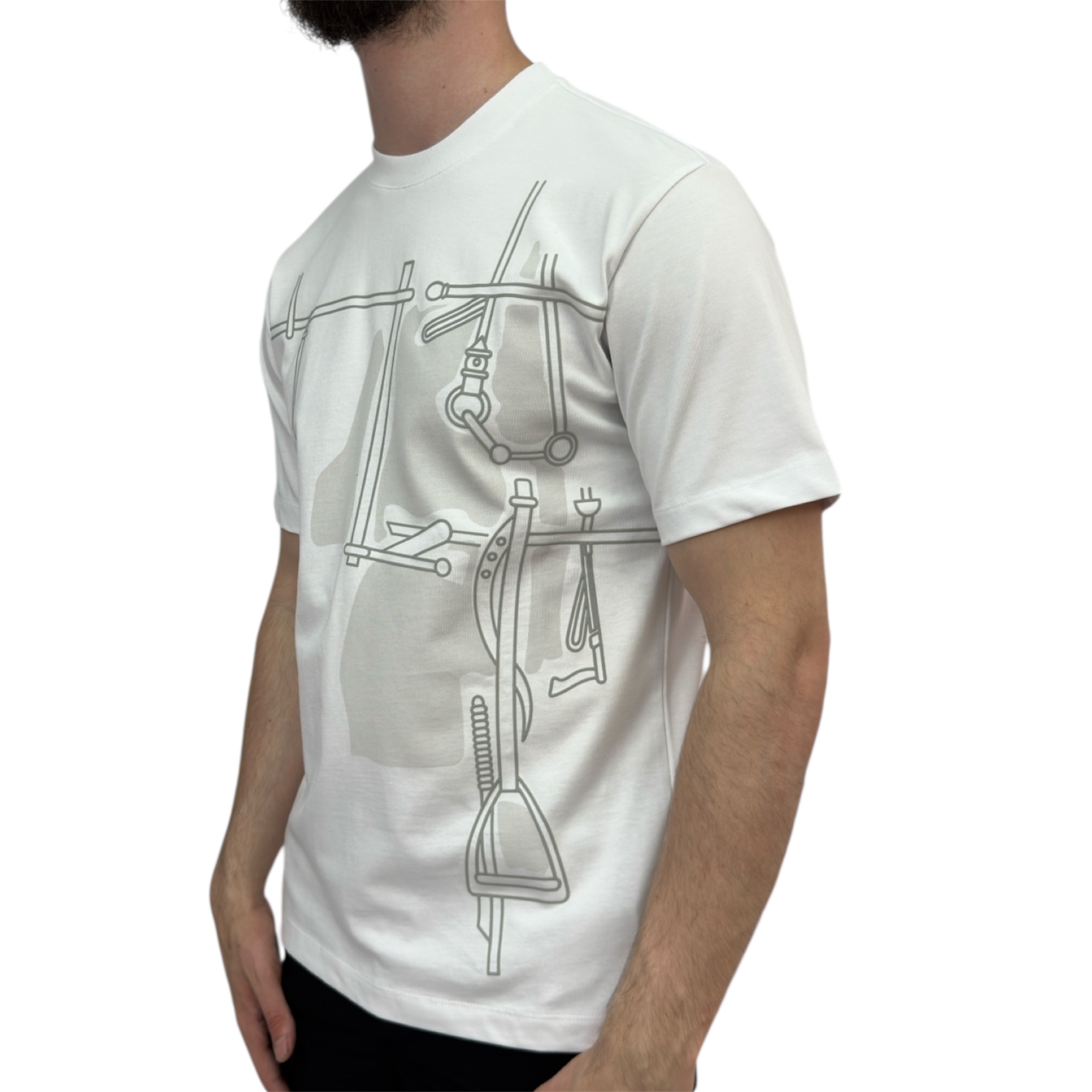 Hermes T-shirt Harnais en Gouache White - Image 2
