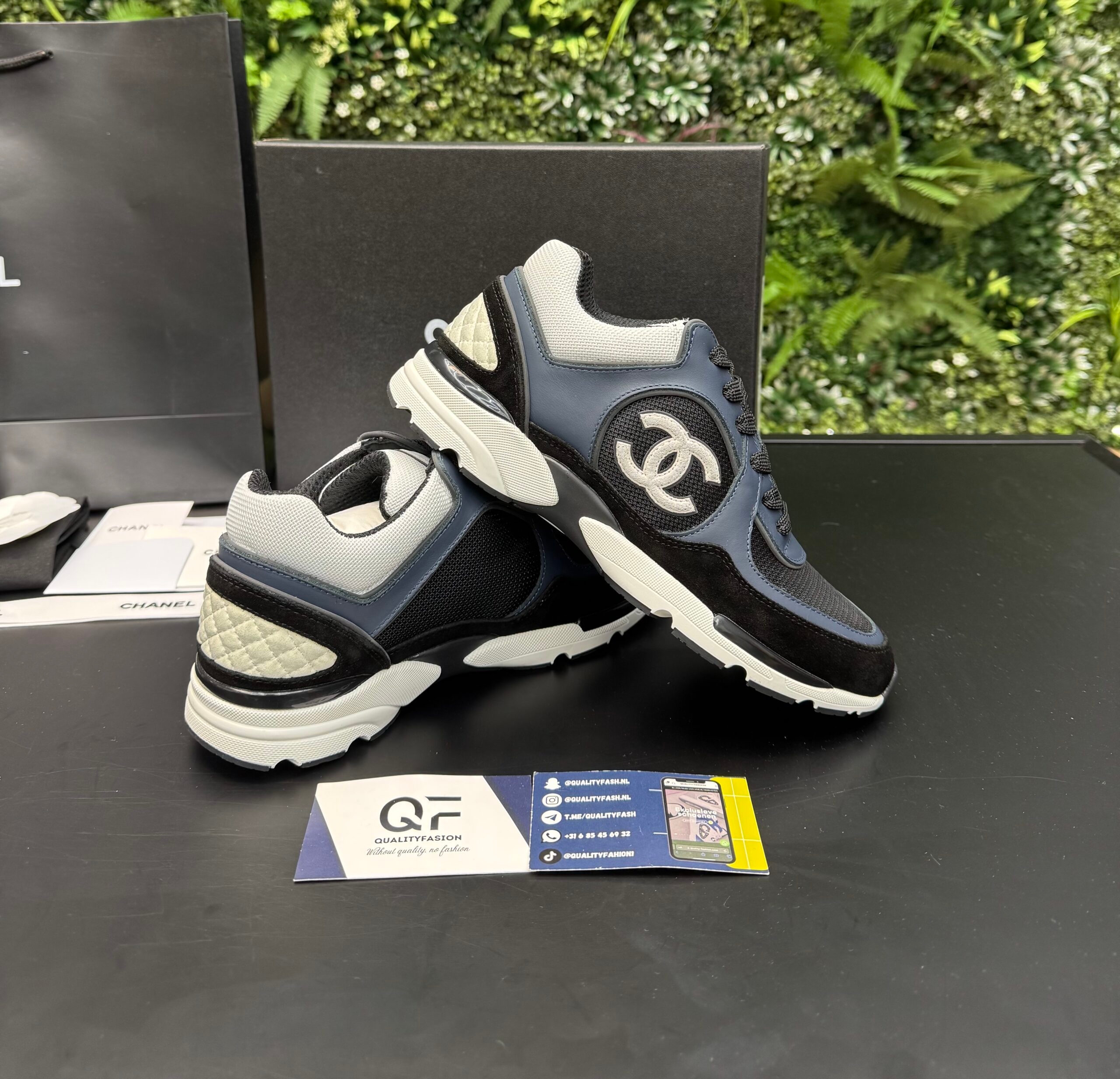 Chanel Low Top Trainer Blue/White - Image 2