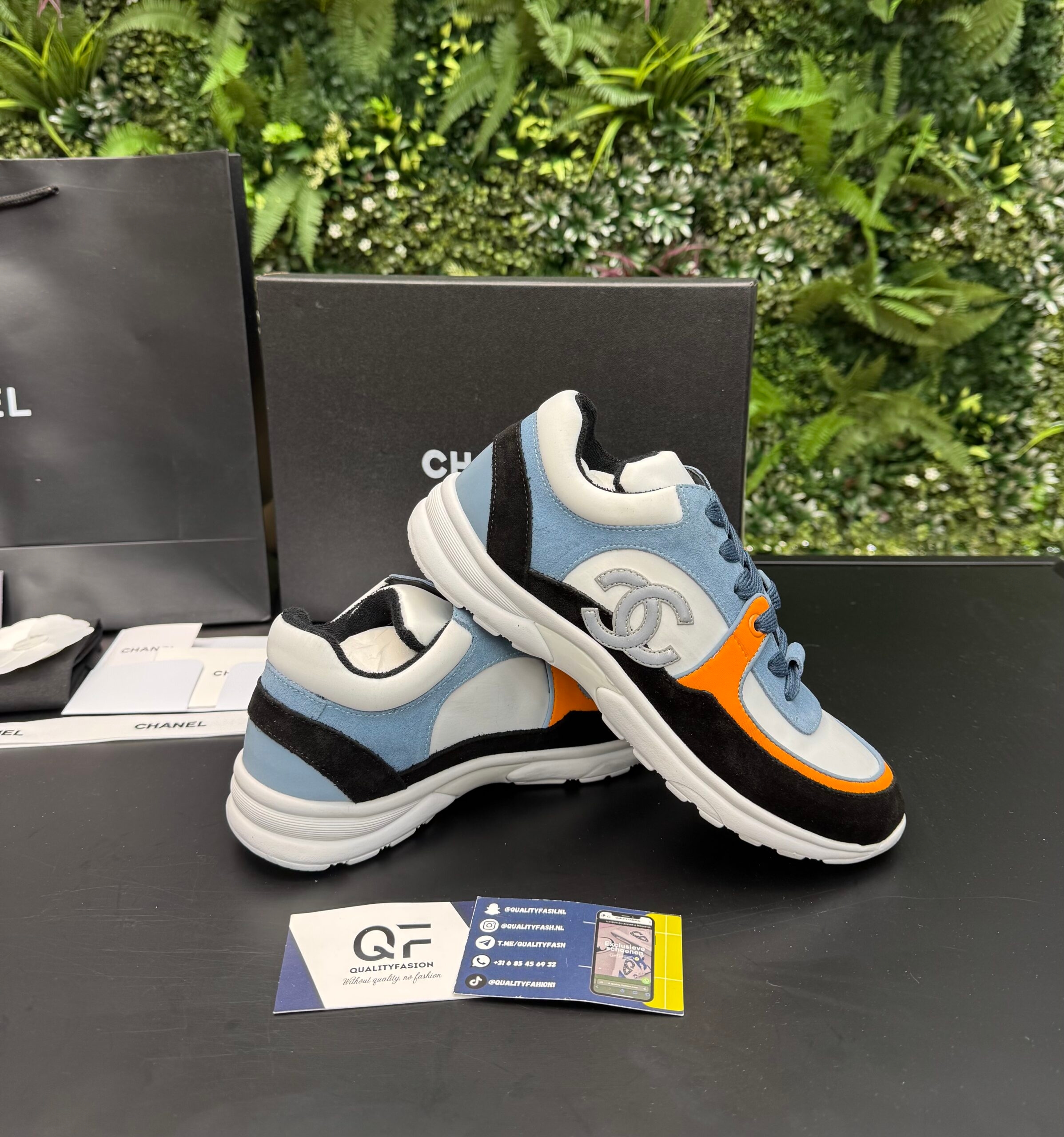 Chanel Low Top Trainer Black Ciel Blue - Image 2