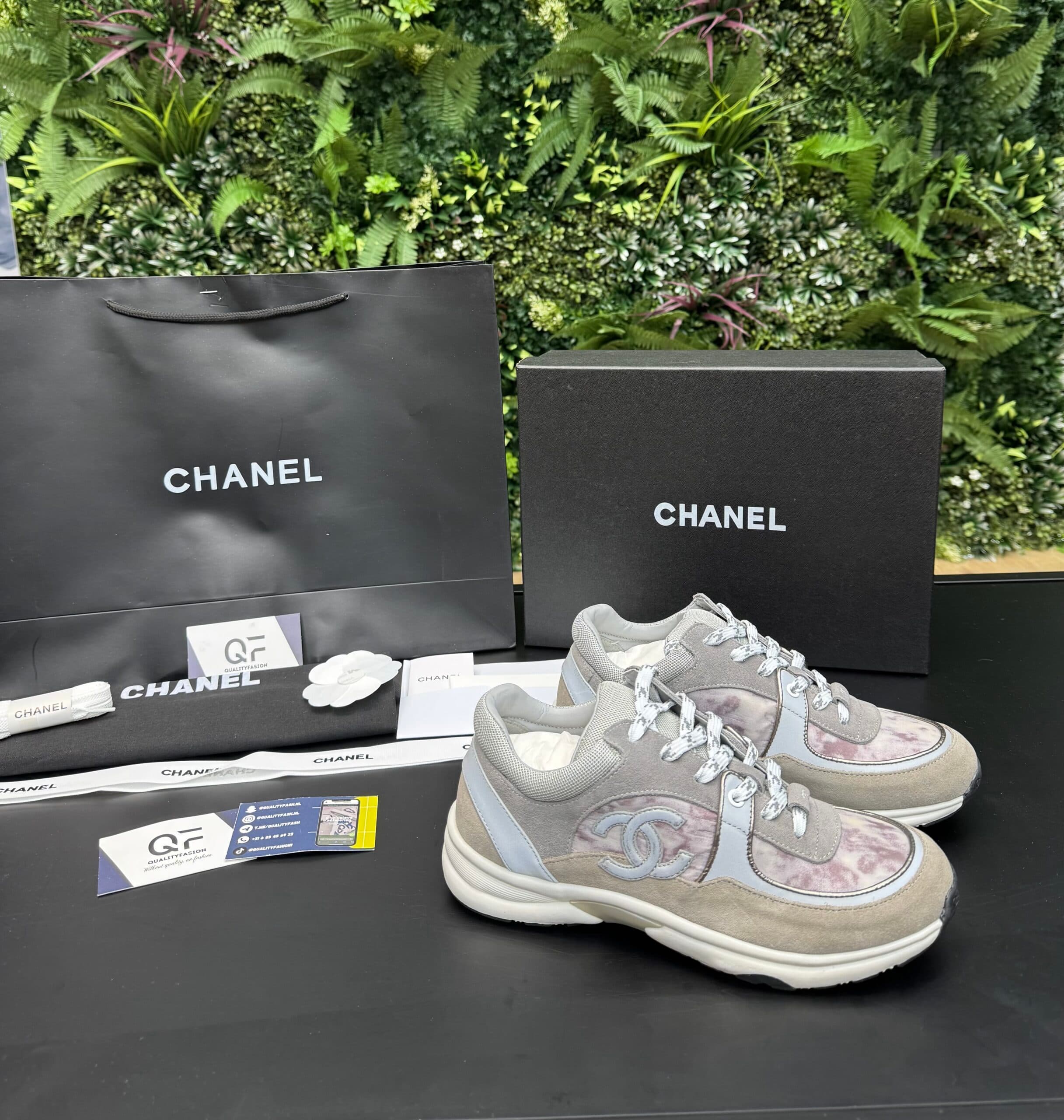 Chanel Low Top Trainer Creme Grey