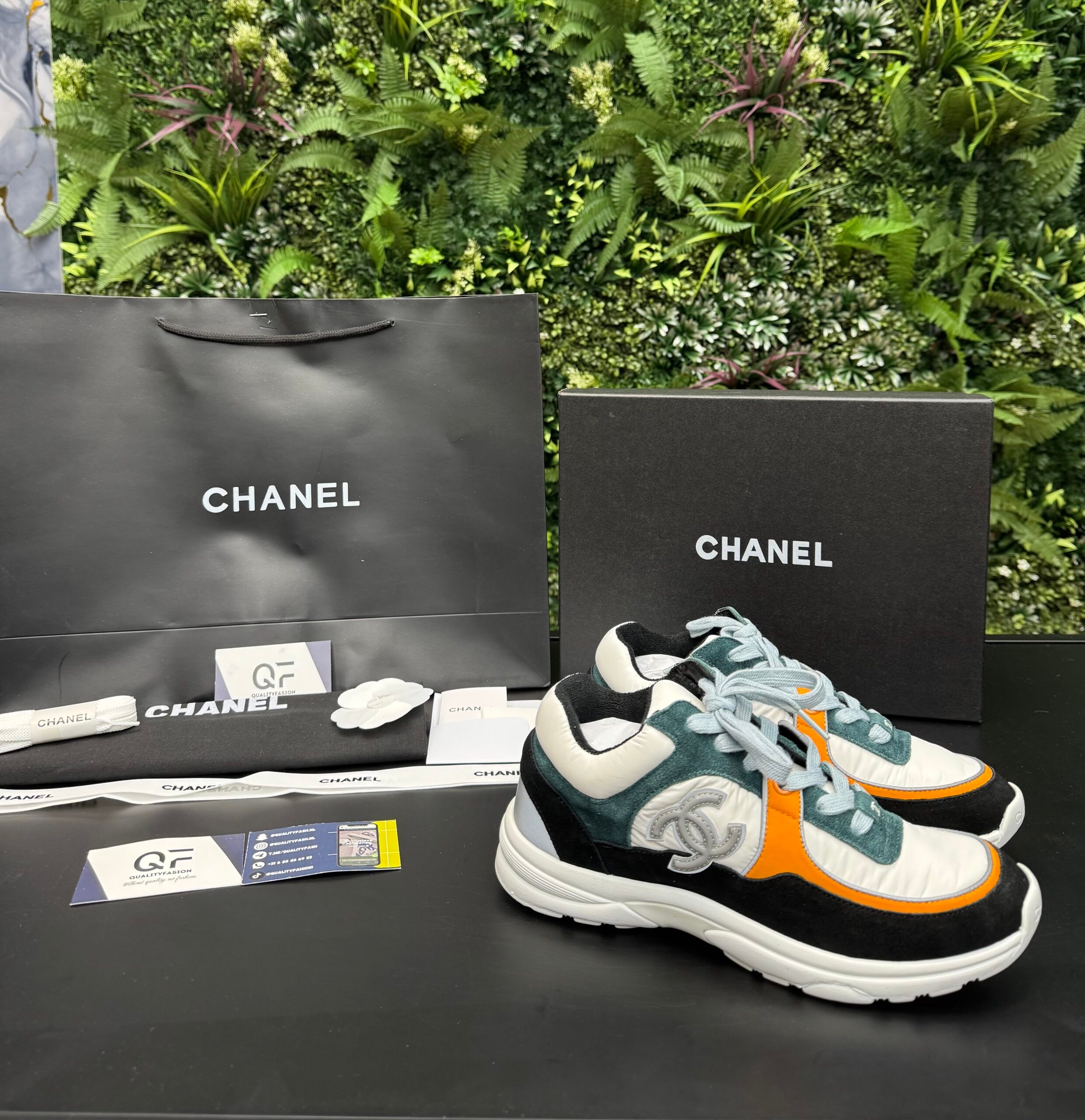 Chanel Low Top Trainer Black Green