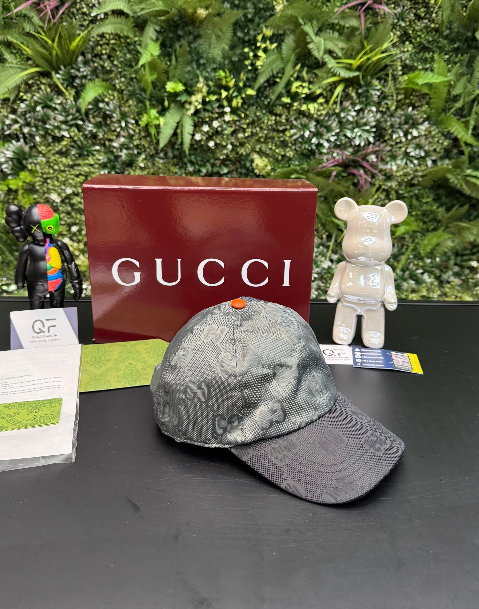 Gucci GG Baseball Cap Grey Orange - Image 1