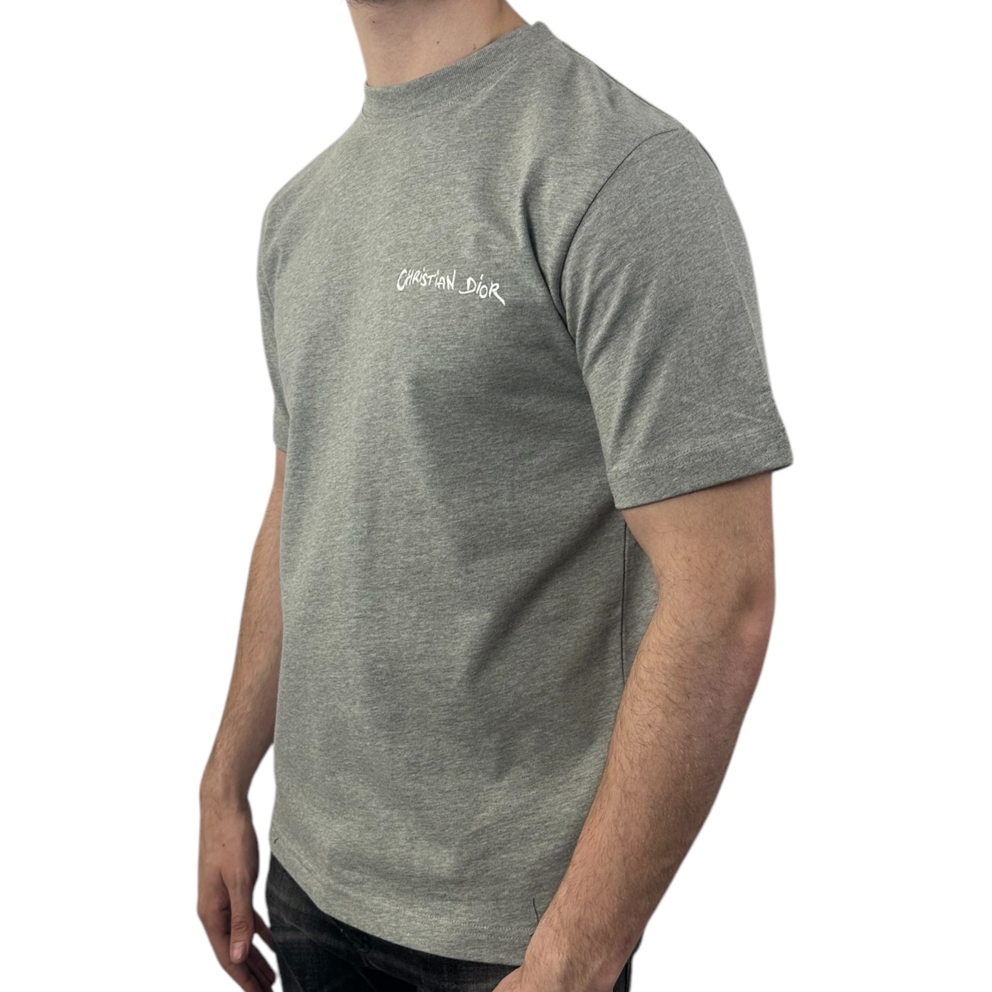 Dior T-shirt Embroidered Logo Grey - Image 2