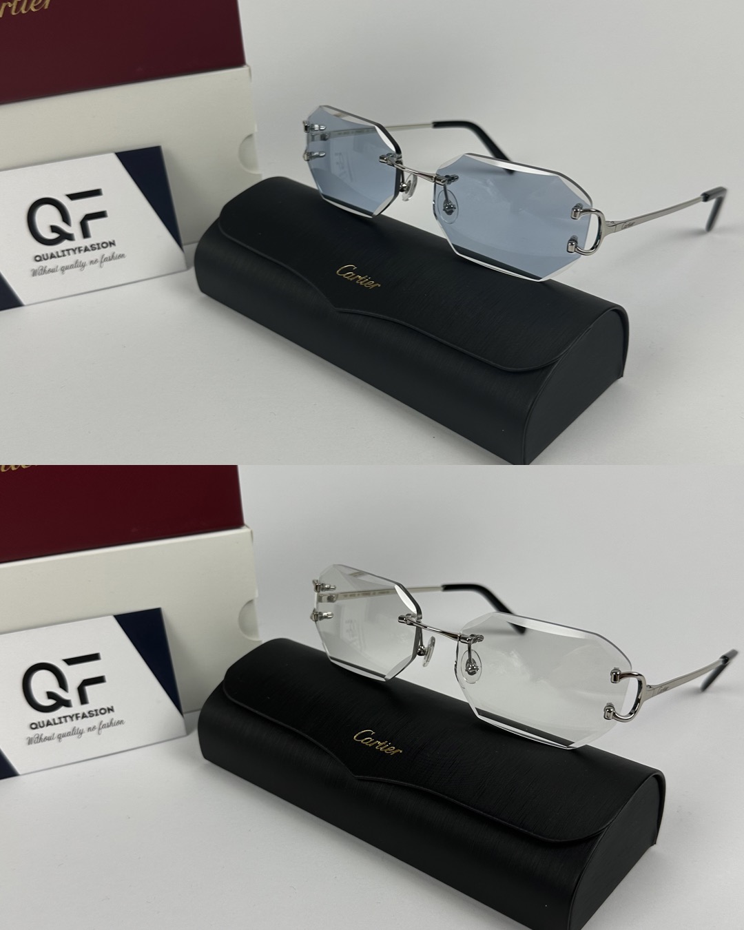 Cartier Piccadilly DC Silver Frame Blue ( Meekleurend glazen )