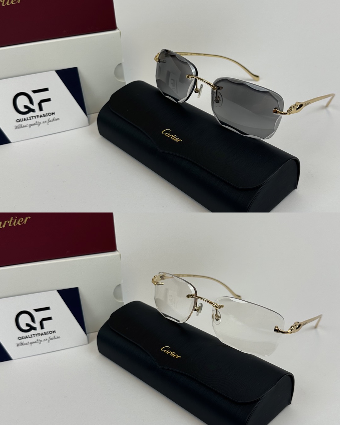Cartier Panthere DC Gold Frame Black ( Meekleurend glazen )