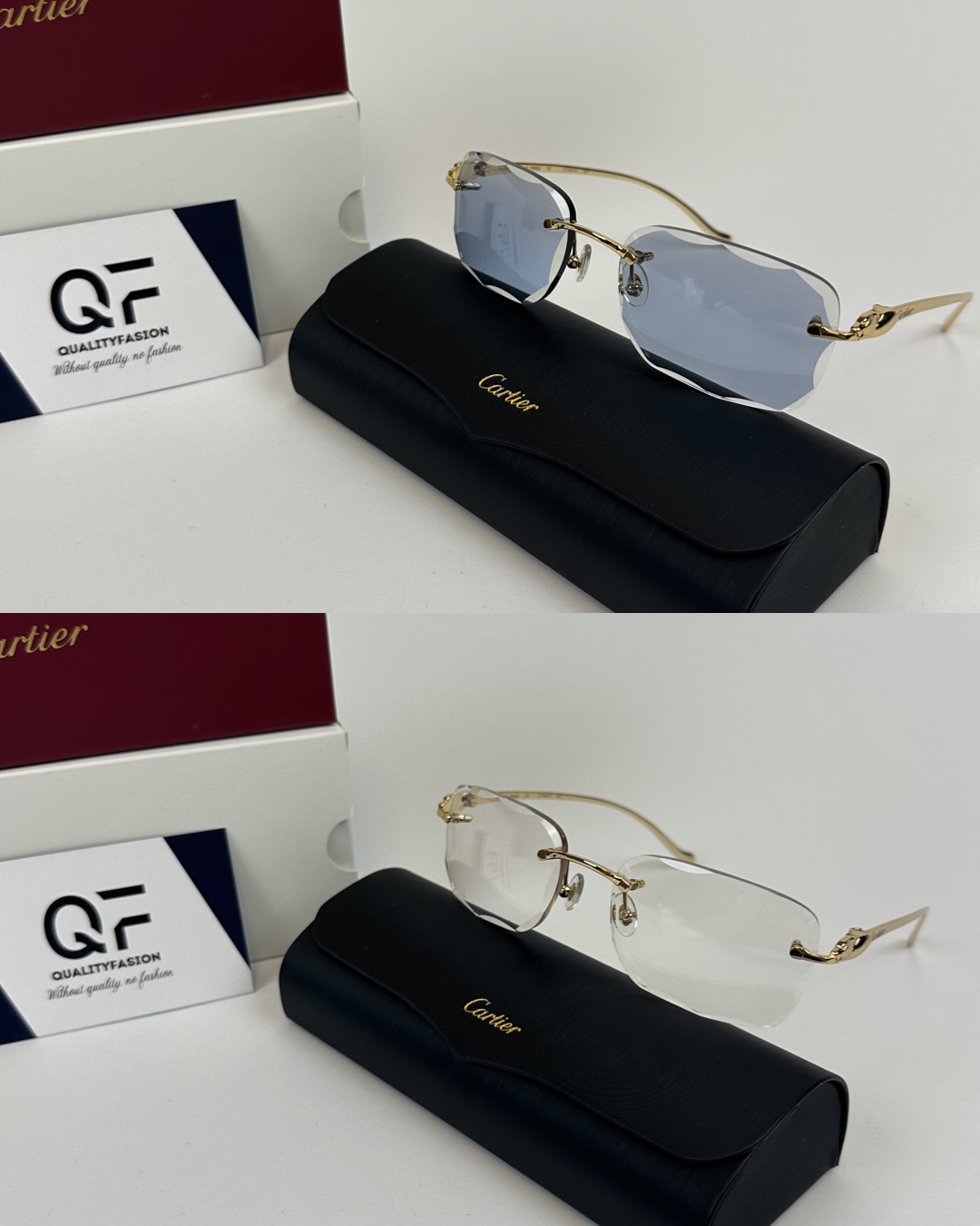 Cartier Panthere DC Gold Frame Blue ( Meekleurend glazen )