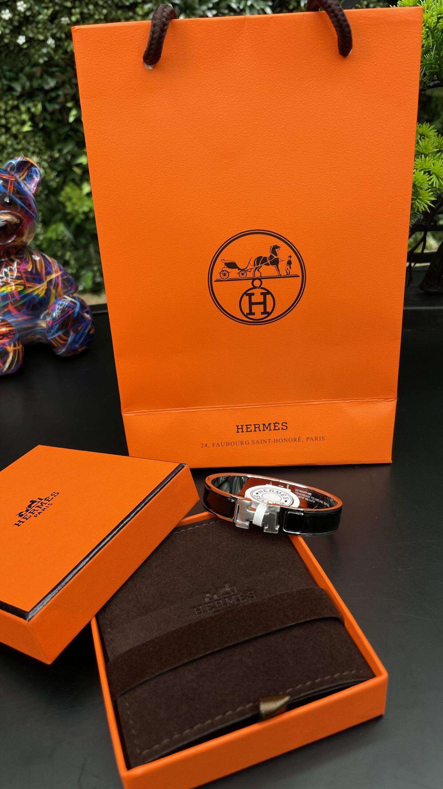 Hermes Clic H Bracelet Silver Black