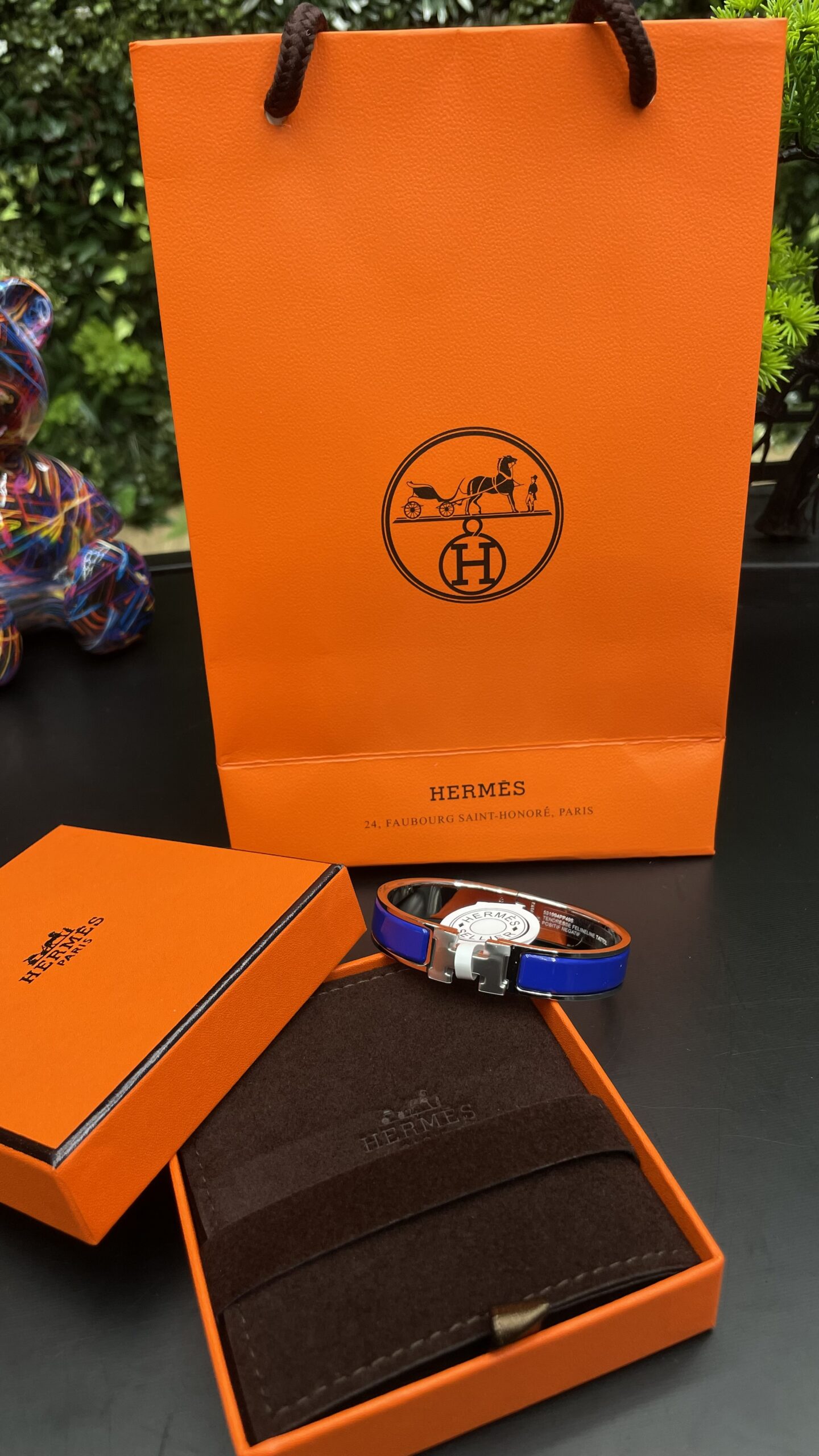 Hermes Clic H Bracelet Silver Blue
