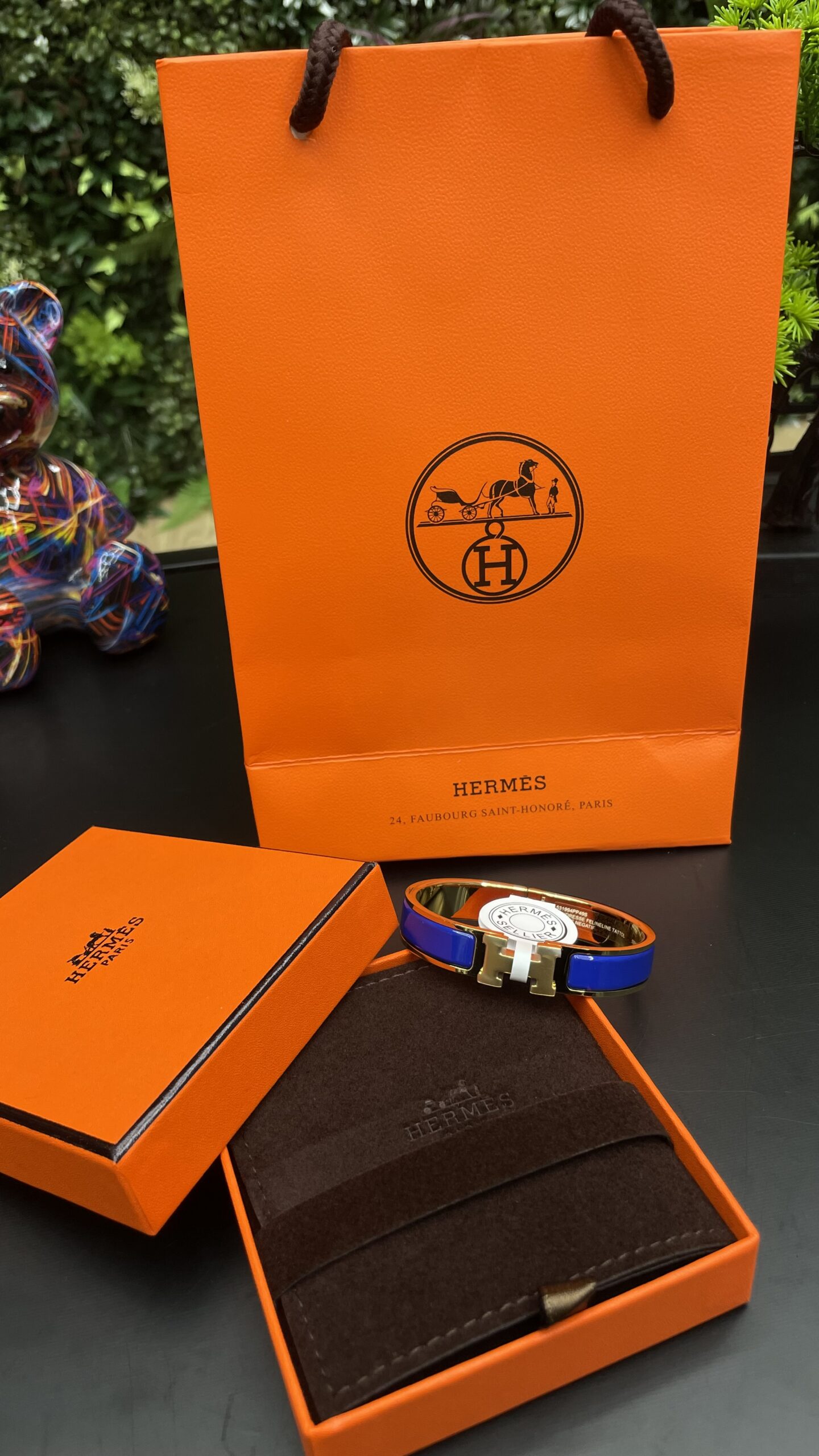 Hermes Clic H Bracelet Gold Blue