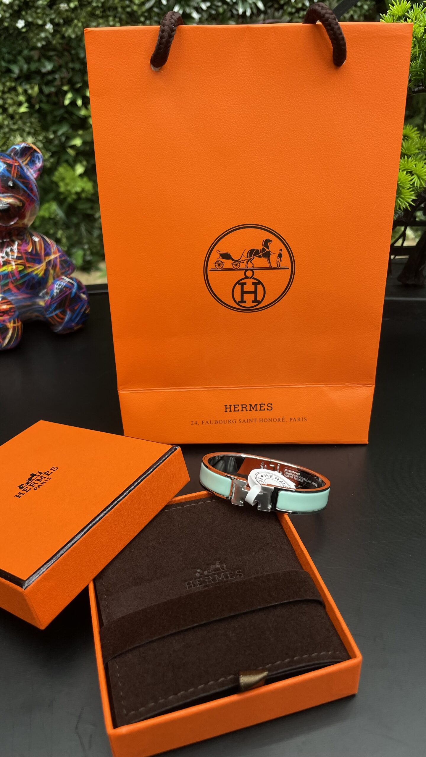 Hermes Clic H Bracelet Silver Ciel Blue