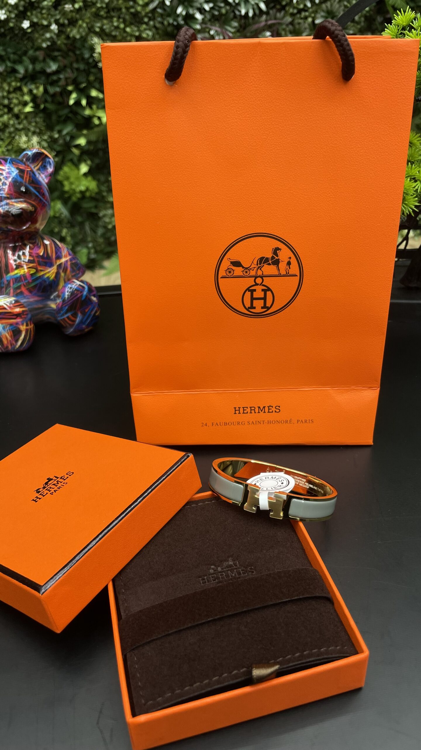 Hermes Clic H Bracelet Gold Grey