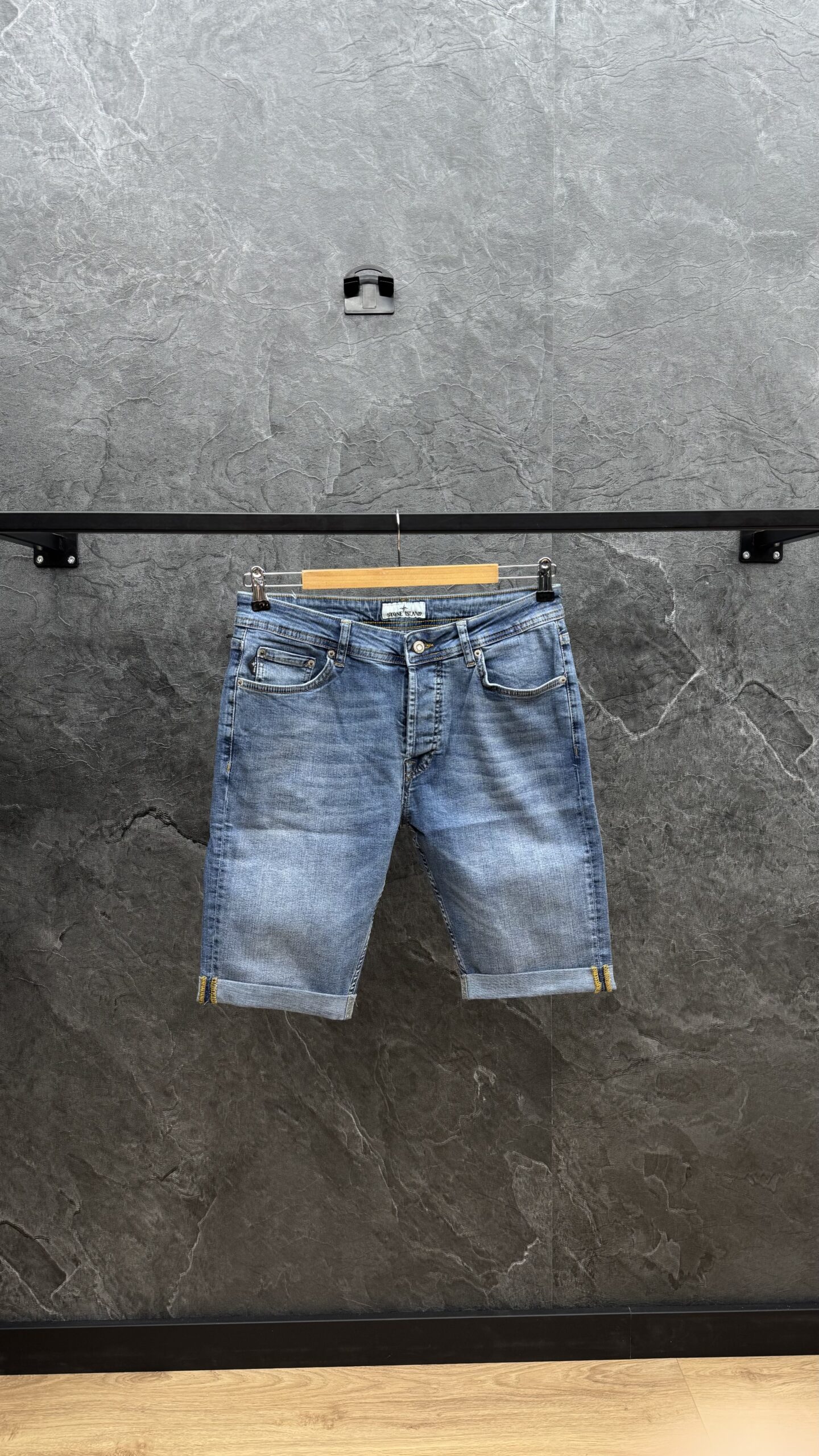 Stone Island Logo Short Jeans Blue