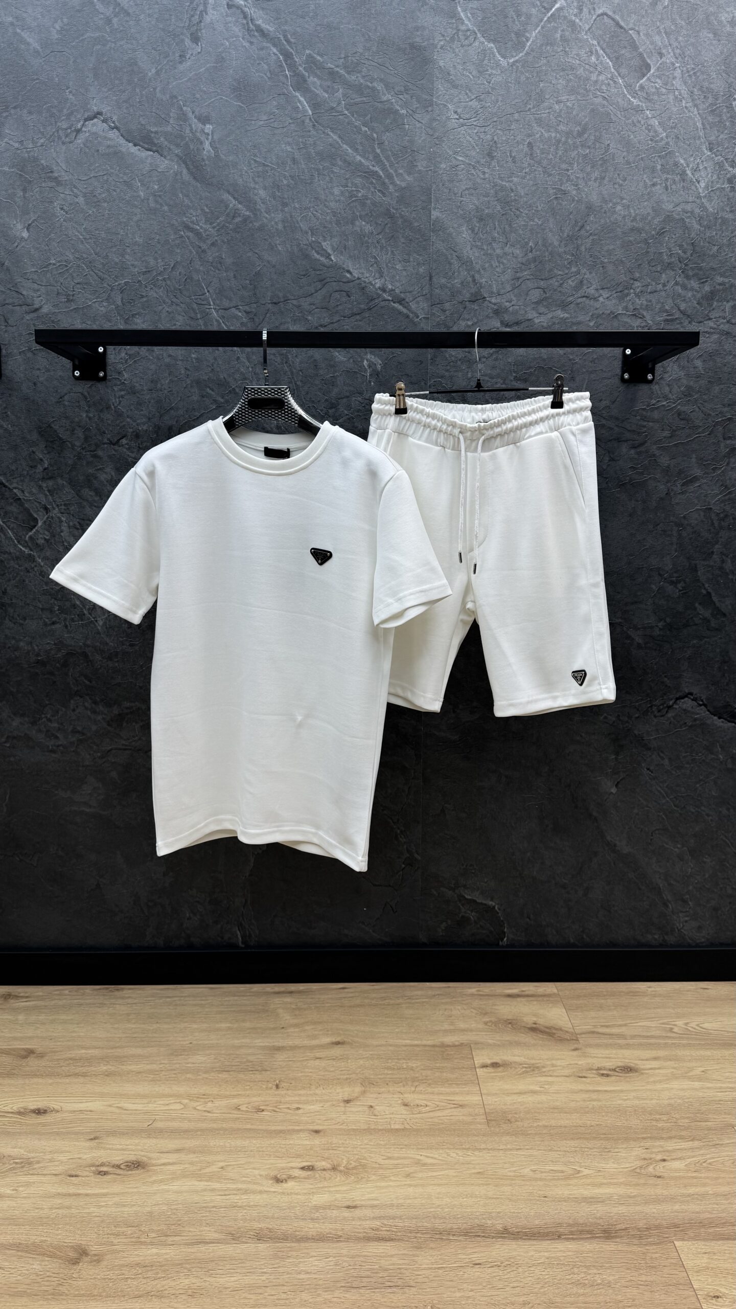 Prada Triangle Logo Summer Set White