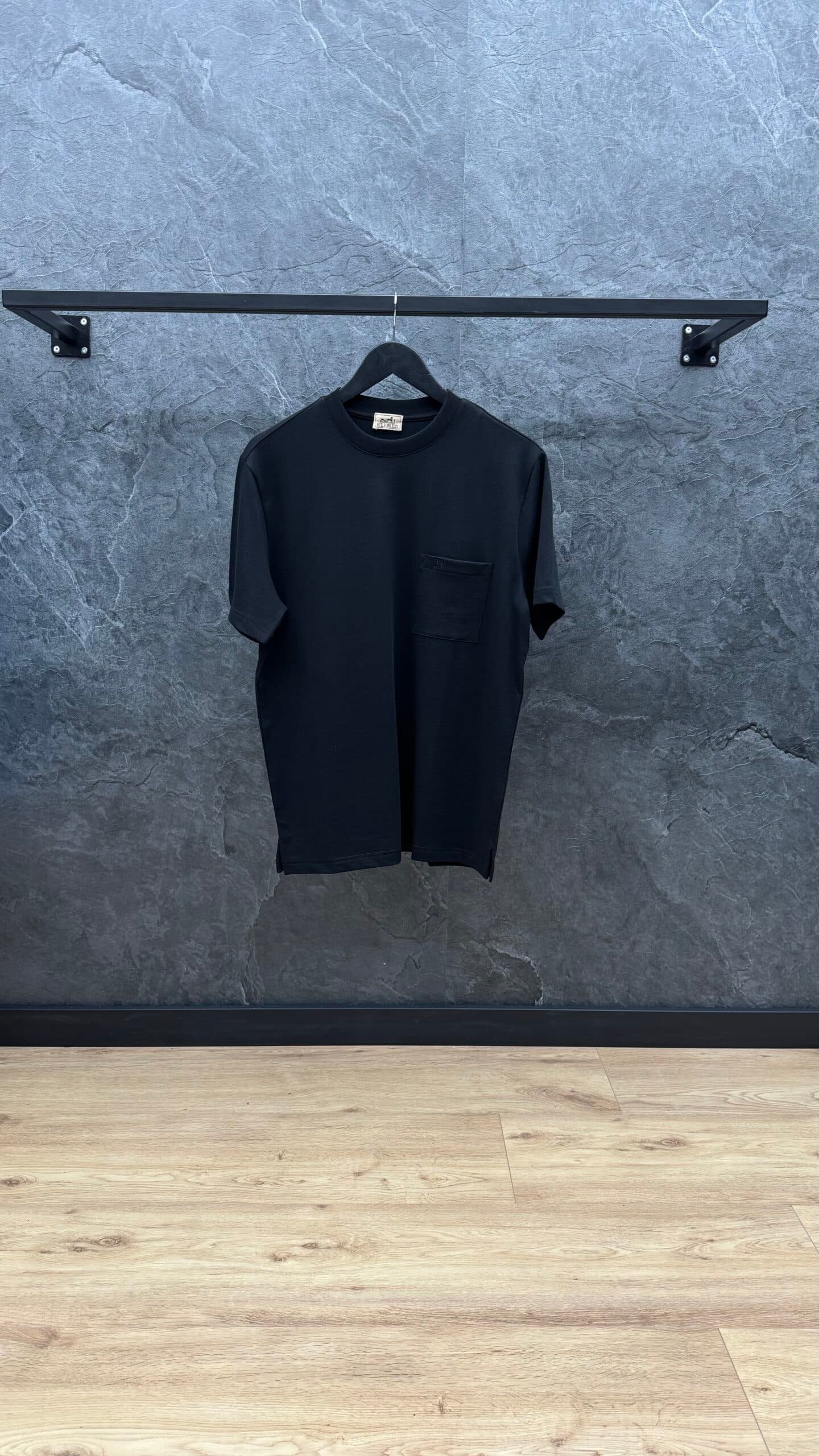Hermes H Logo Pocket T Shirt Black