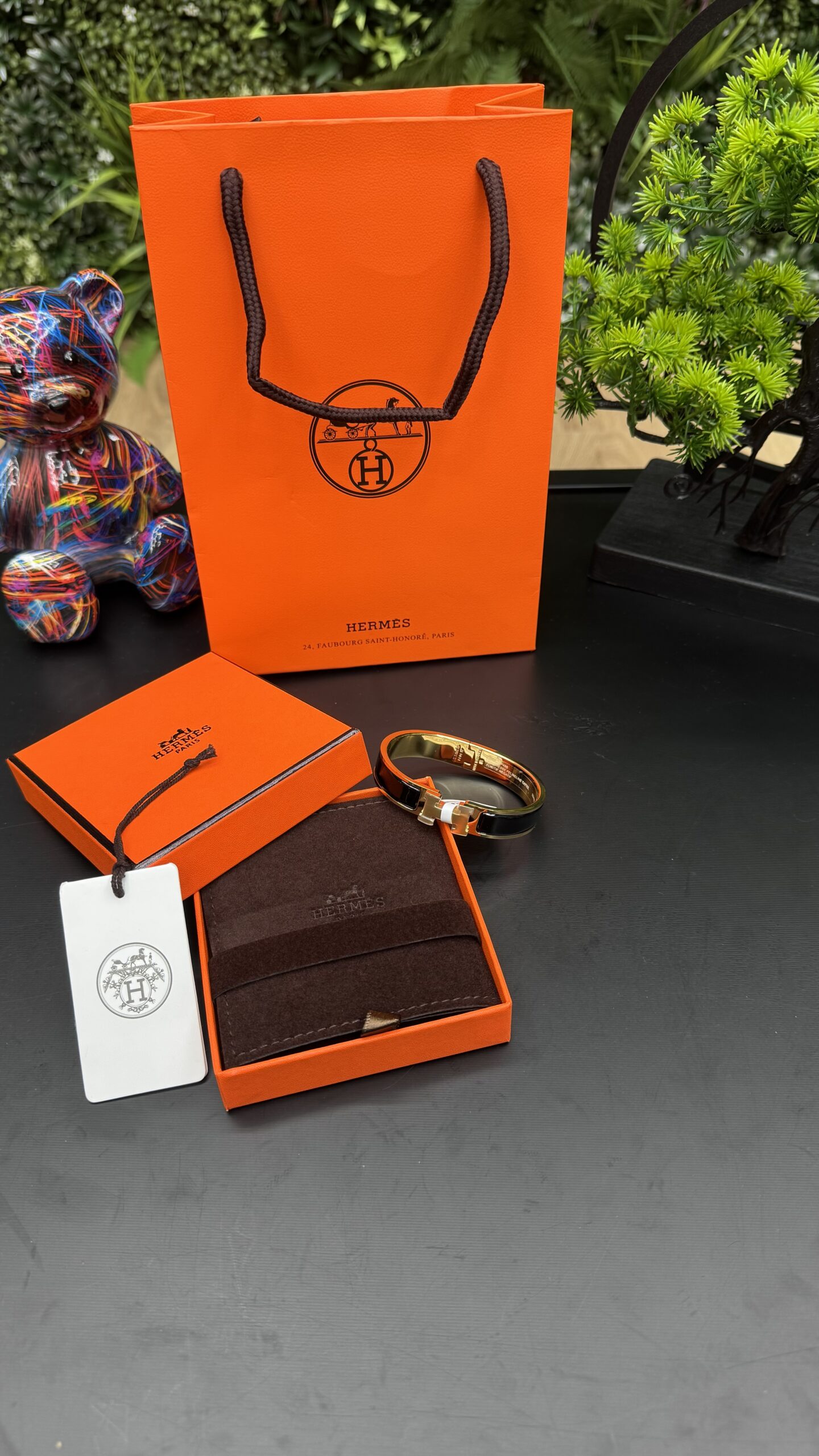 Hermes Clic H Bracelet Gold Black