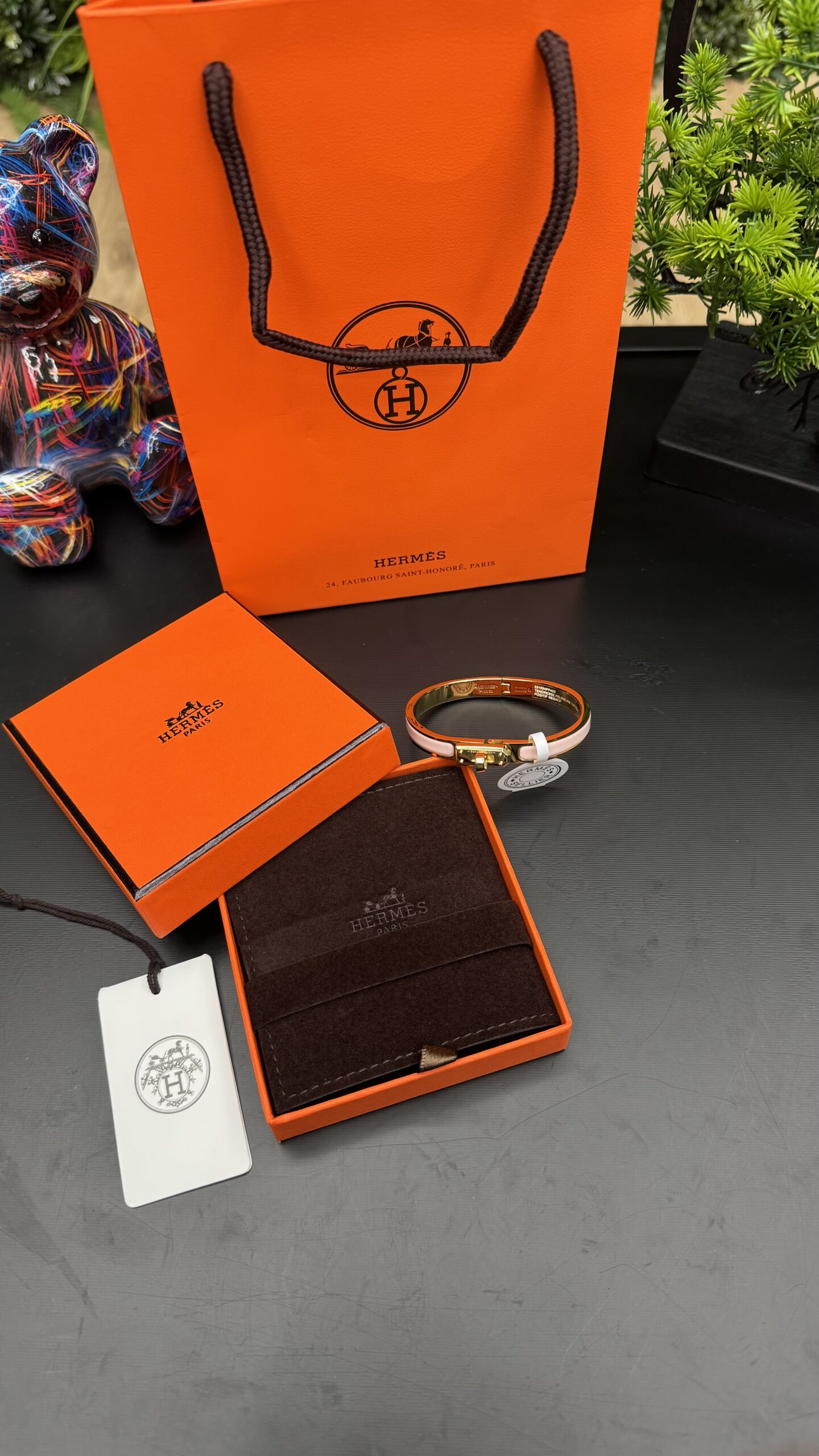 Hermes Kelly Bracelet Gold Pink