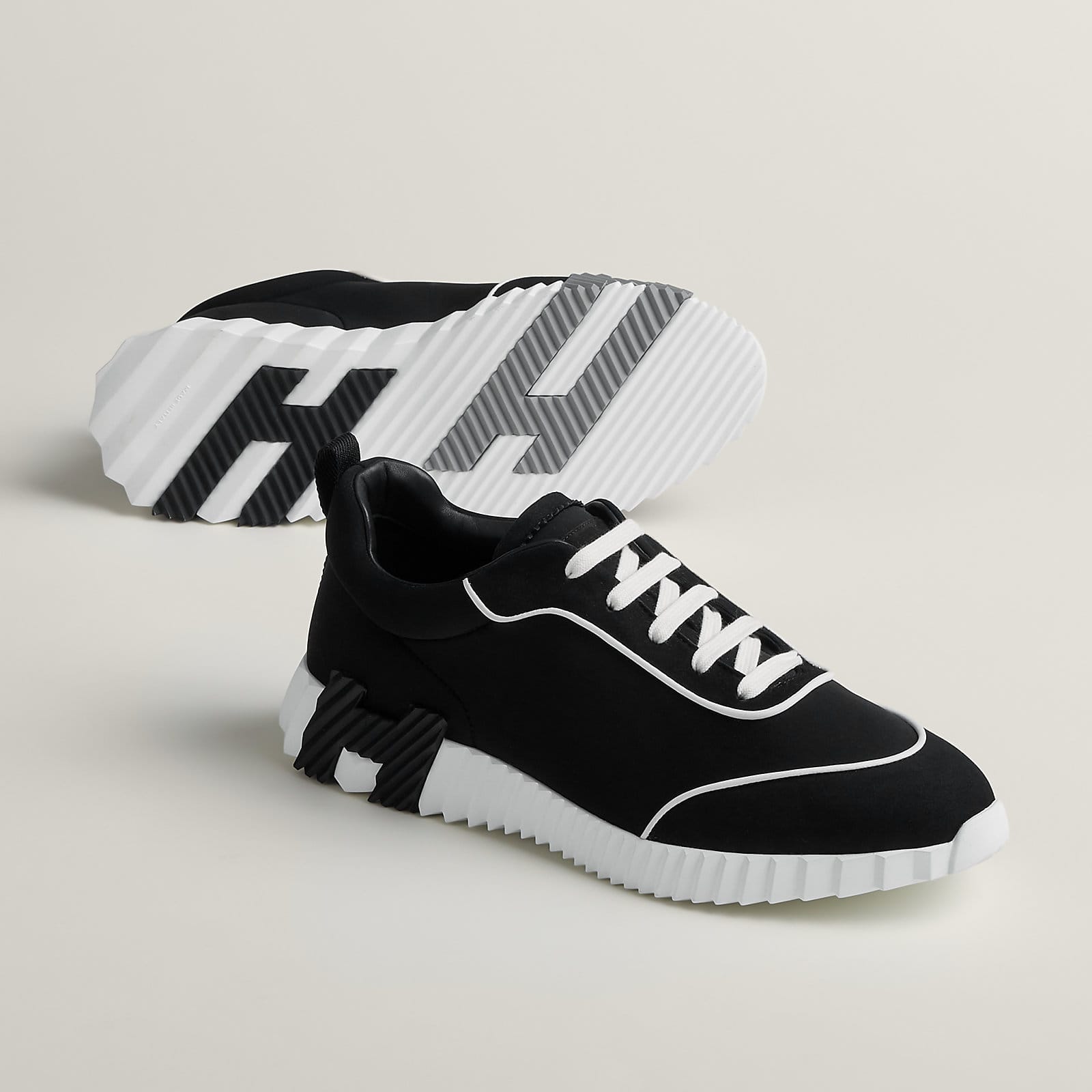 Hermes Bouncing Sneakers Black White Stripes
