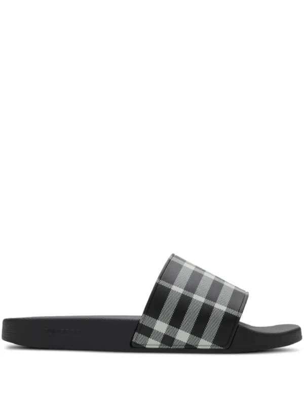 Burberry Checkered Vintage Slides Black White