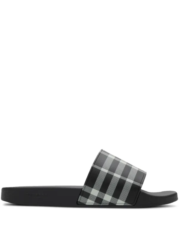 Burberry Checkered Vintage Slides Black White