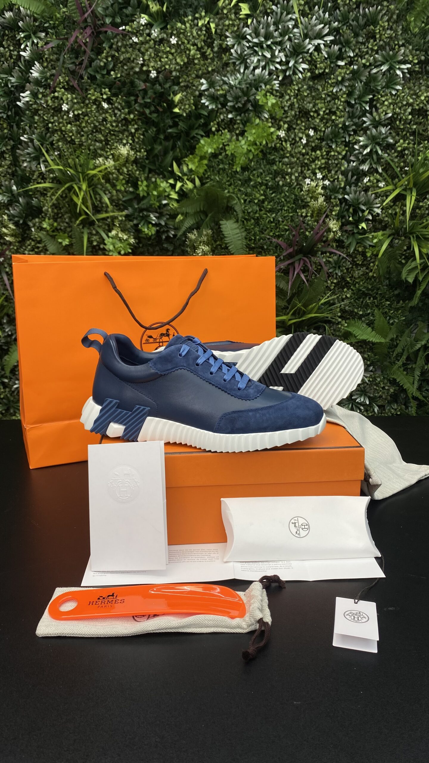 Hermes Bouncing Sneakers Suède Navy Blue H