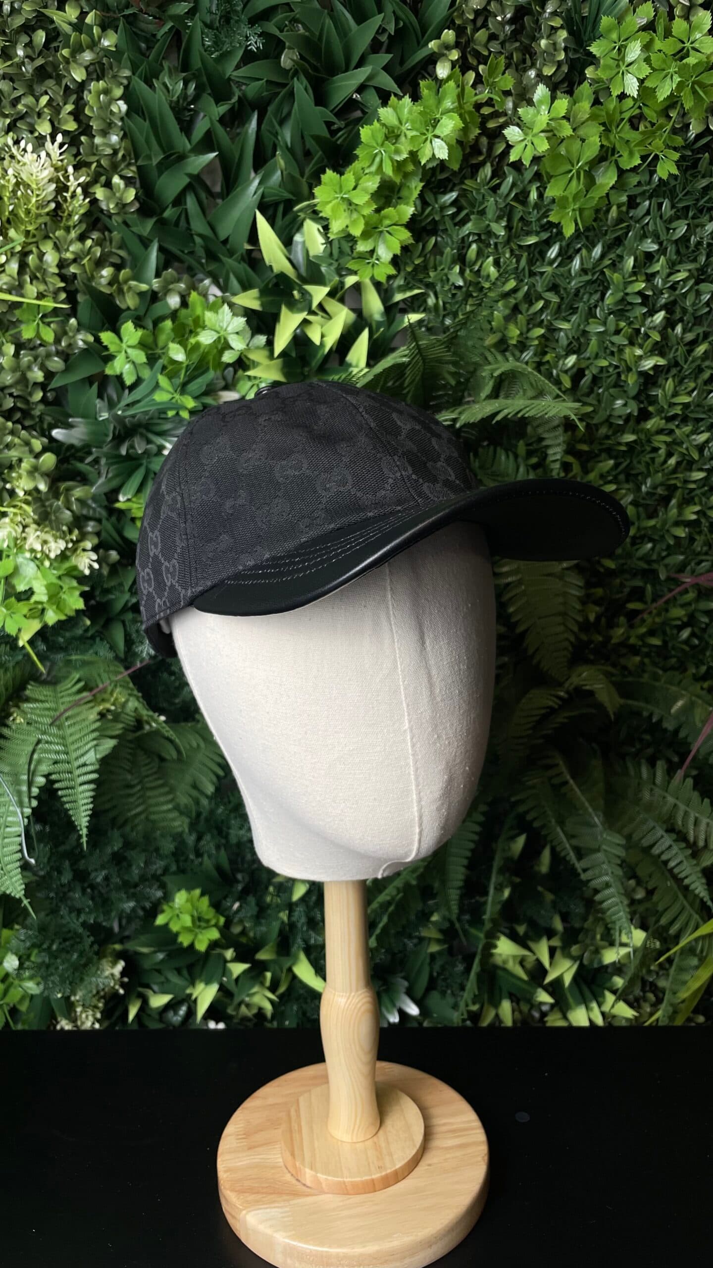 Gucci GG Half Leather Baseball Cap Black