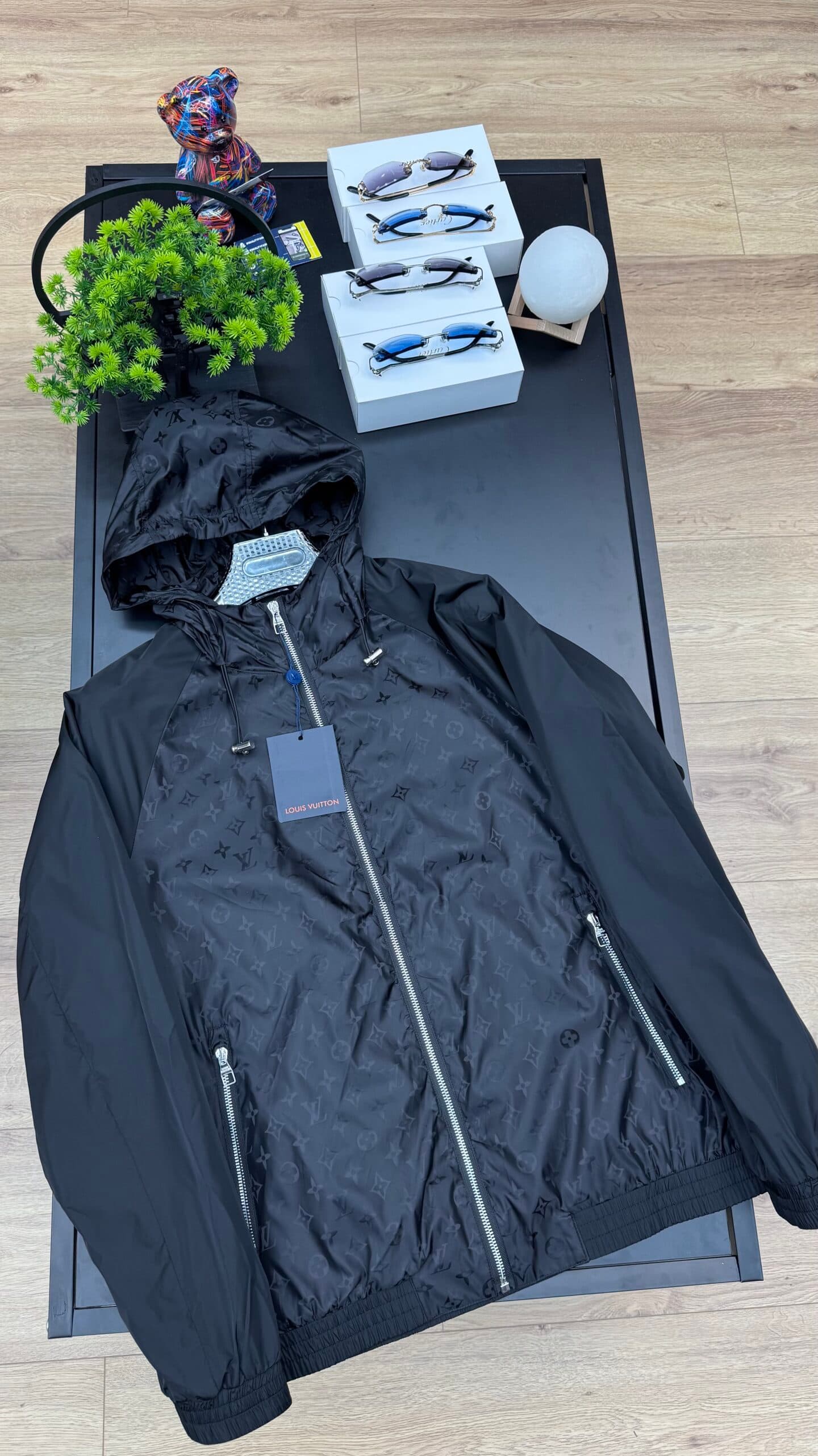 Louis Vuitton Half Monogram Hooded Jacket Black