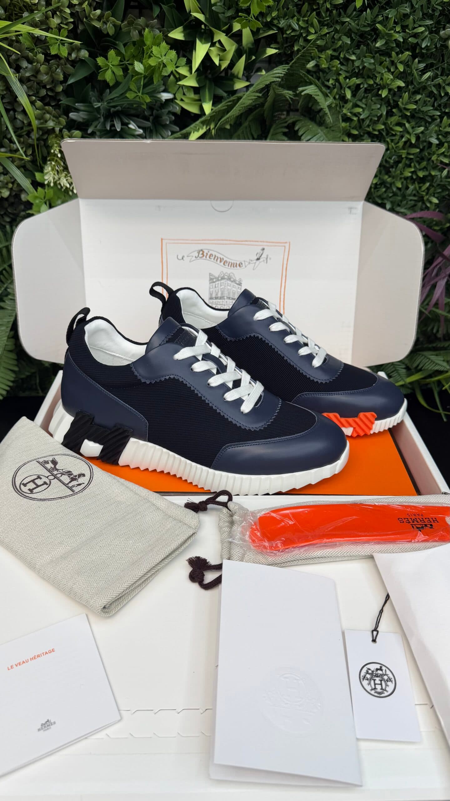 Hermes Bouncing Half Leather Blue/White