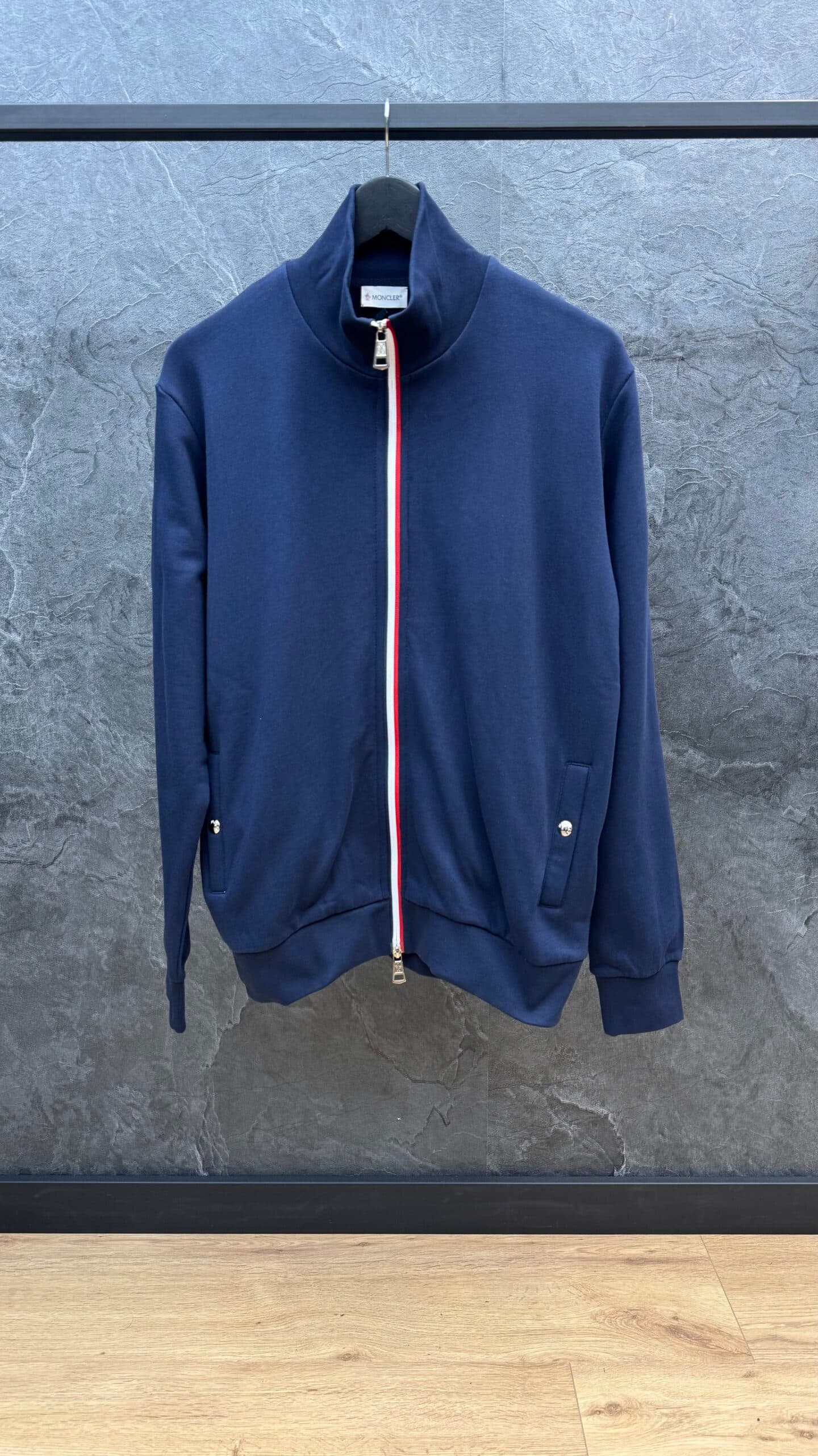 Moncler Stripped Cotton Vest Navy Blue