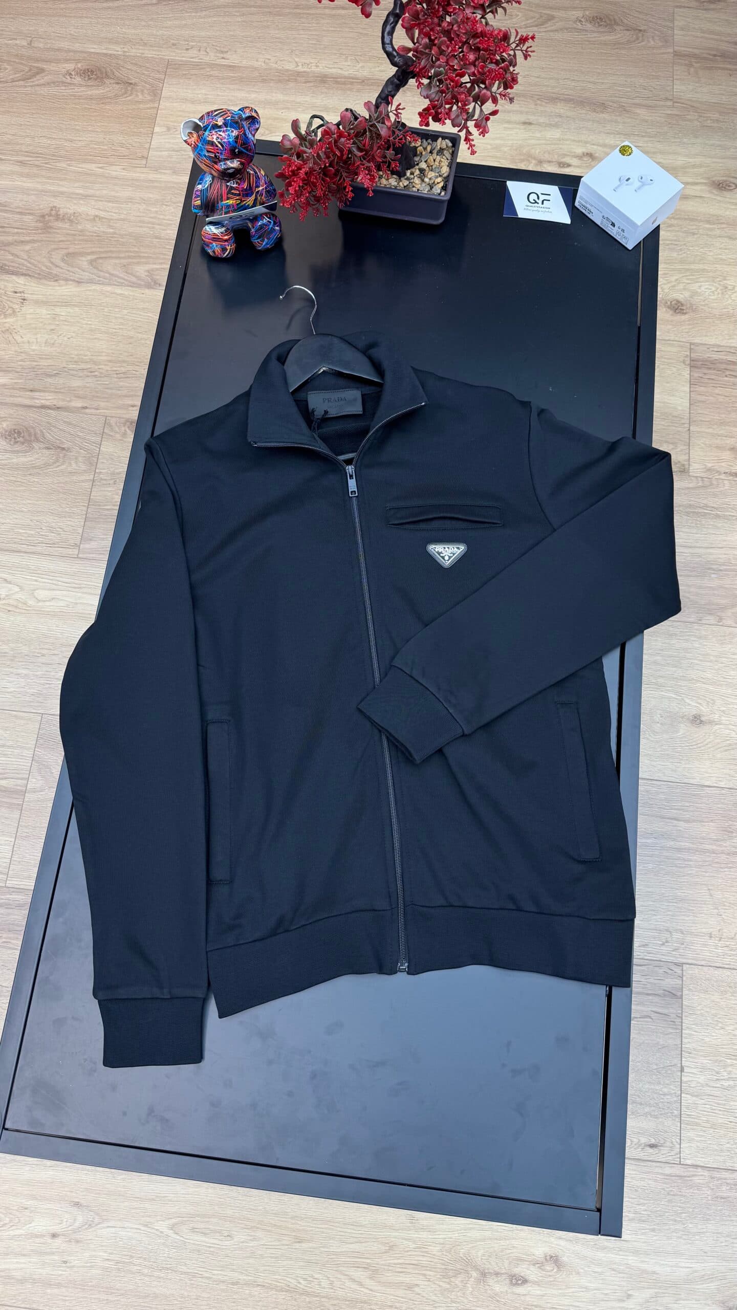 Prada Zipped Up Cotton Vest Black