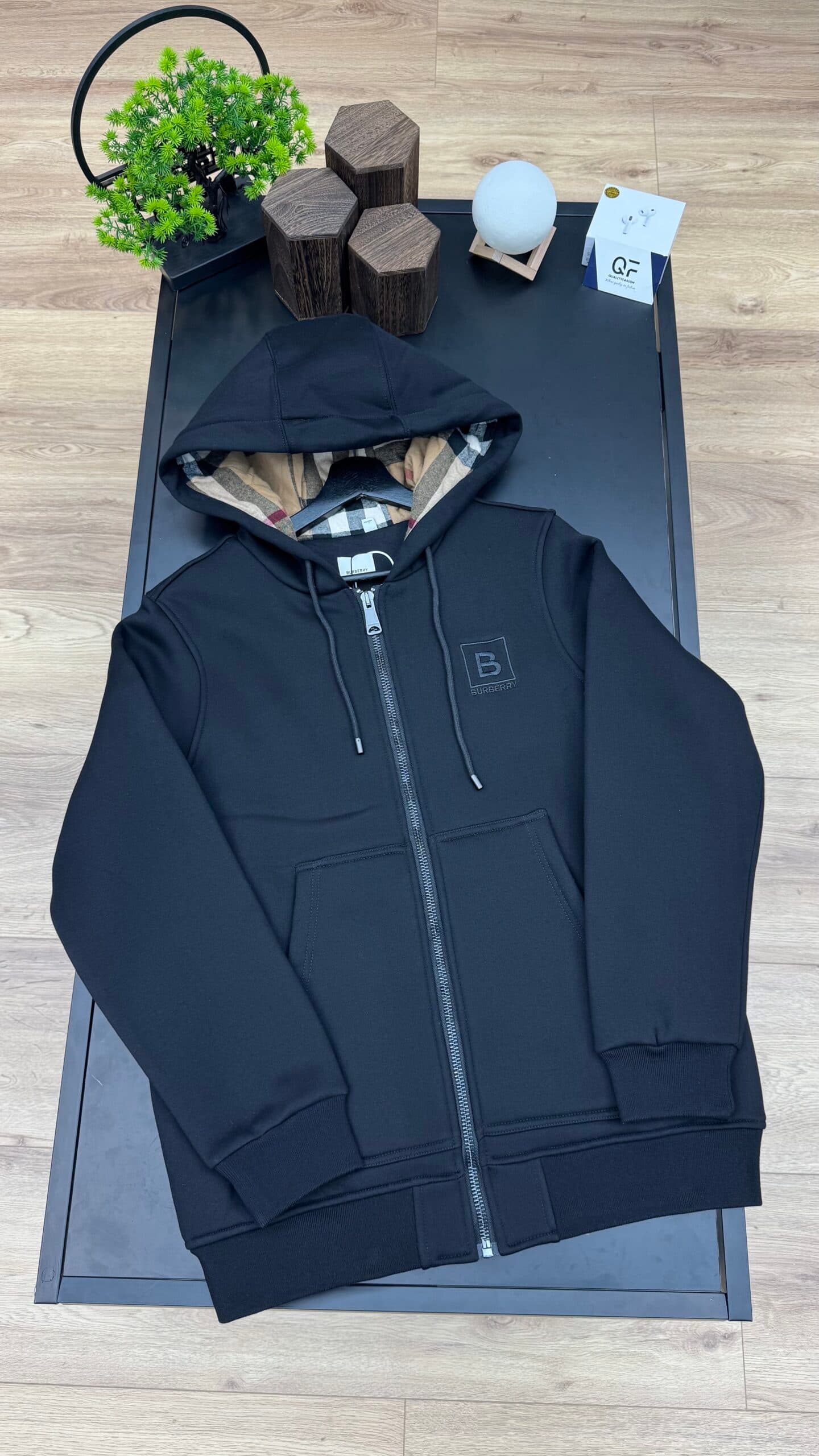 Burberry Check Hooded Zip Black