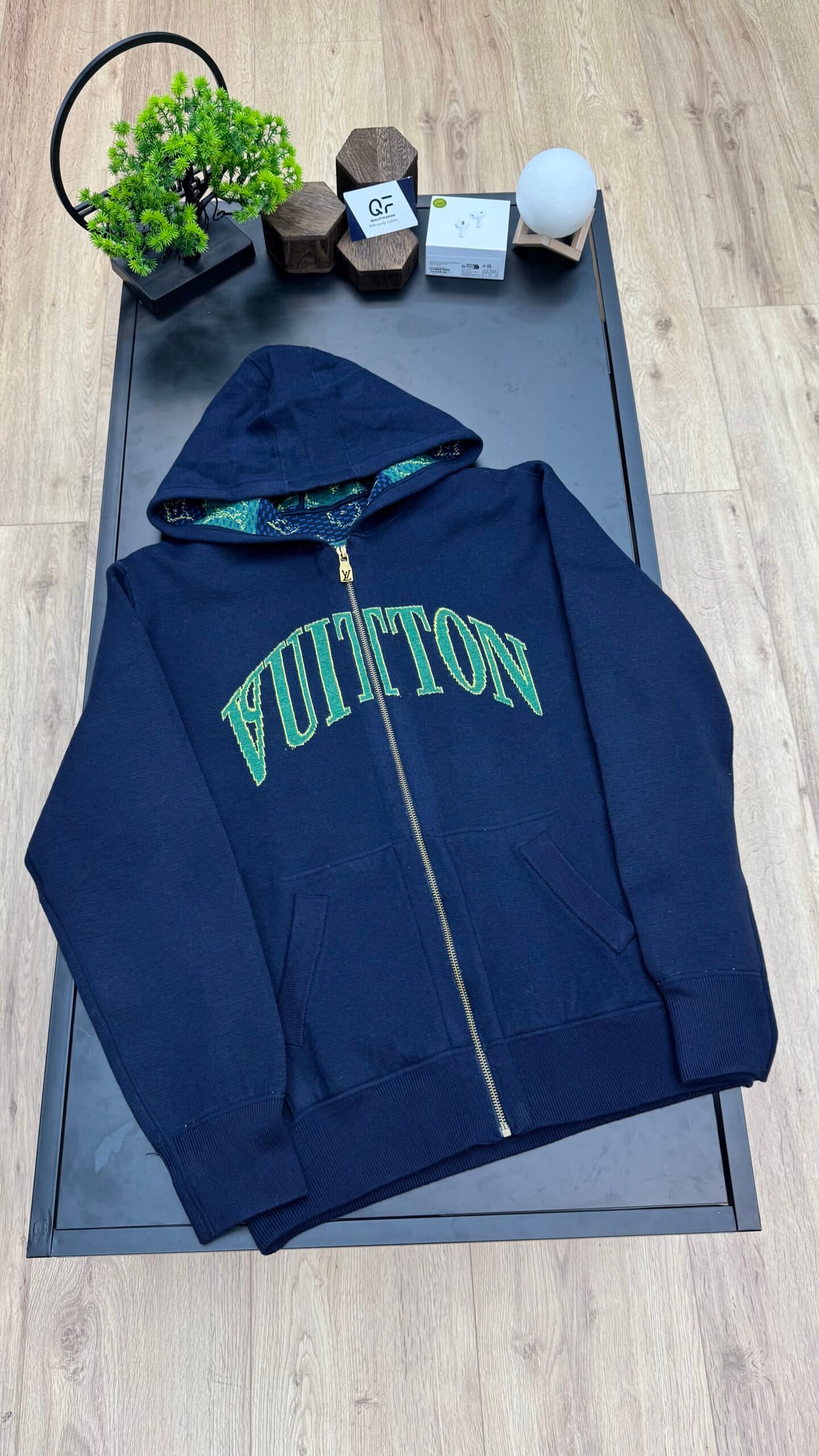 Louis Vuitton Monogram Double Face Reversible Hoodie Navy Blue