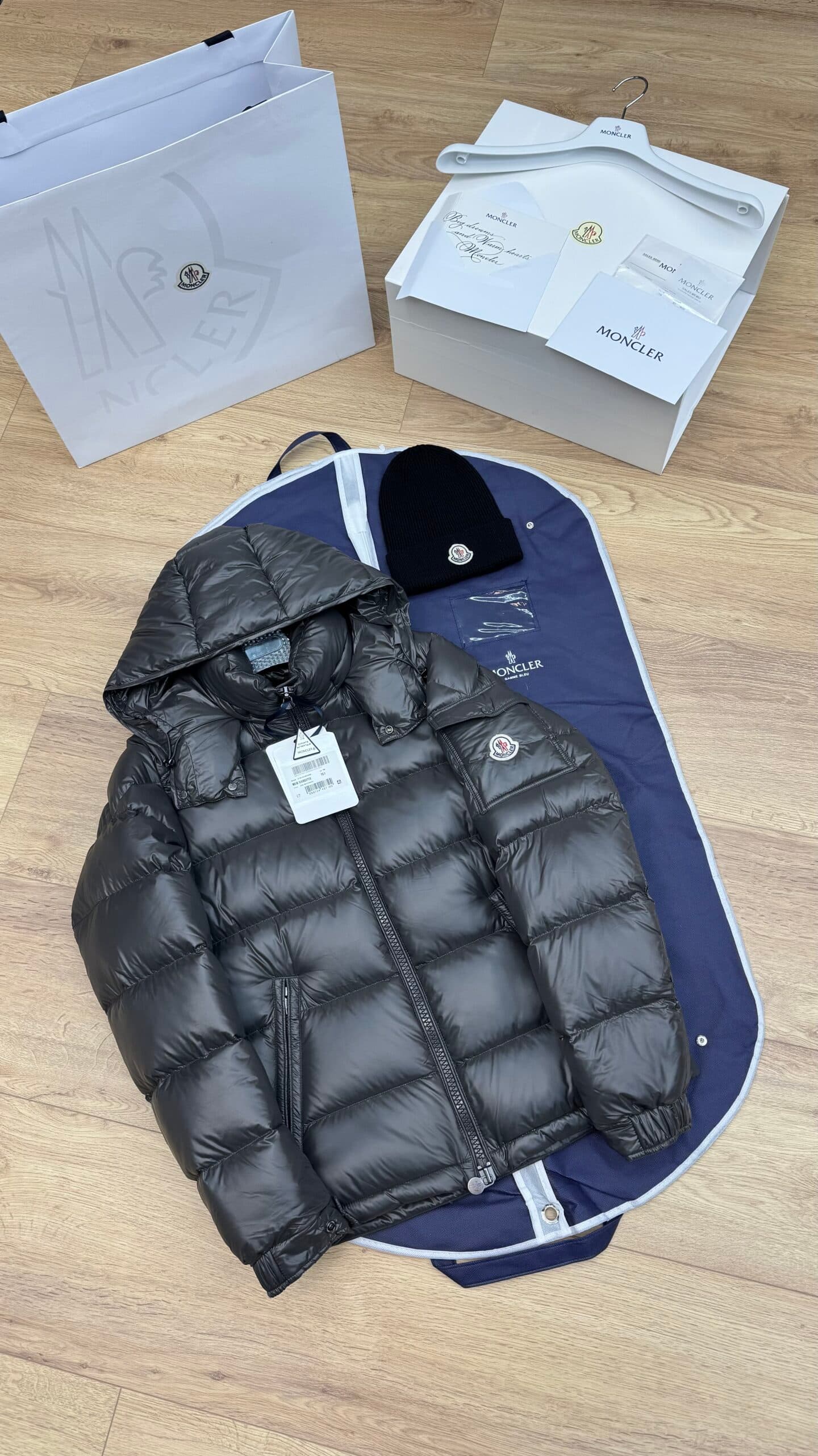 Moncler Maya Hooded Short Down Jacket Grey
